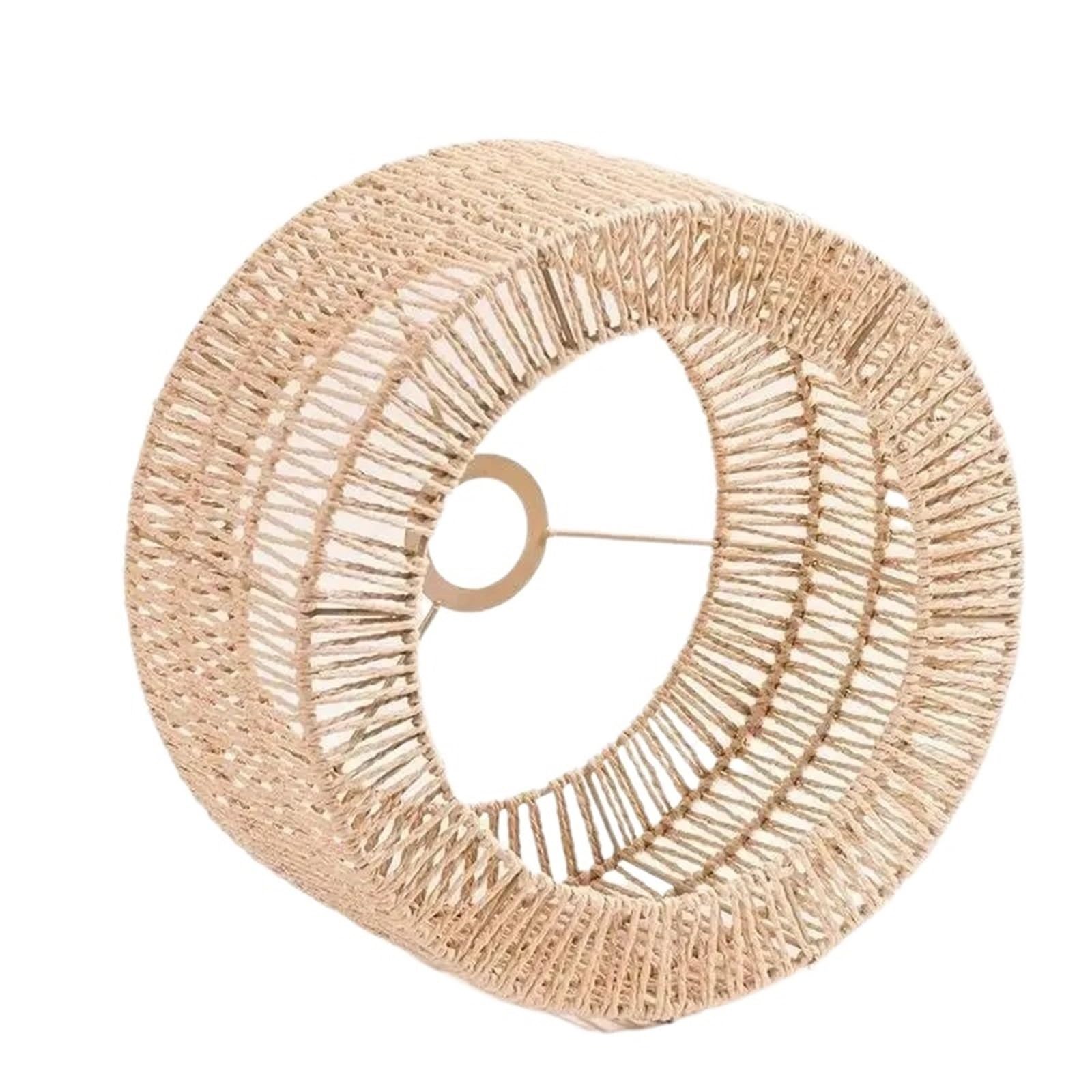 Light Shade Rope Cage Lampshade Handmade Pendant Light Lighting Shade Woven Lamp Living Room Chandelier(L)