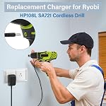 8V Charger Adapter for Ryobi HP108L HP108L SA721 ZRHP108L Drill Driver UL | HIENADTOR Power Cord for Ryobi Drill Driver Power Supply 6Ft Black