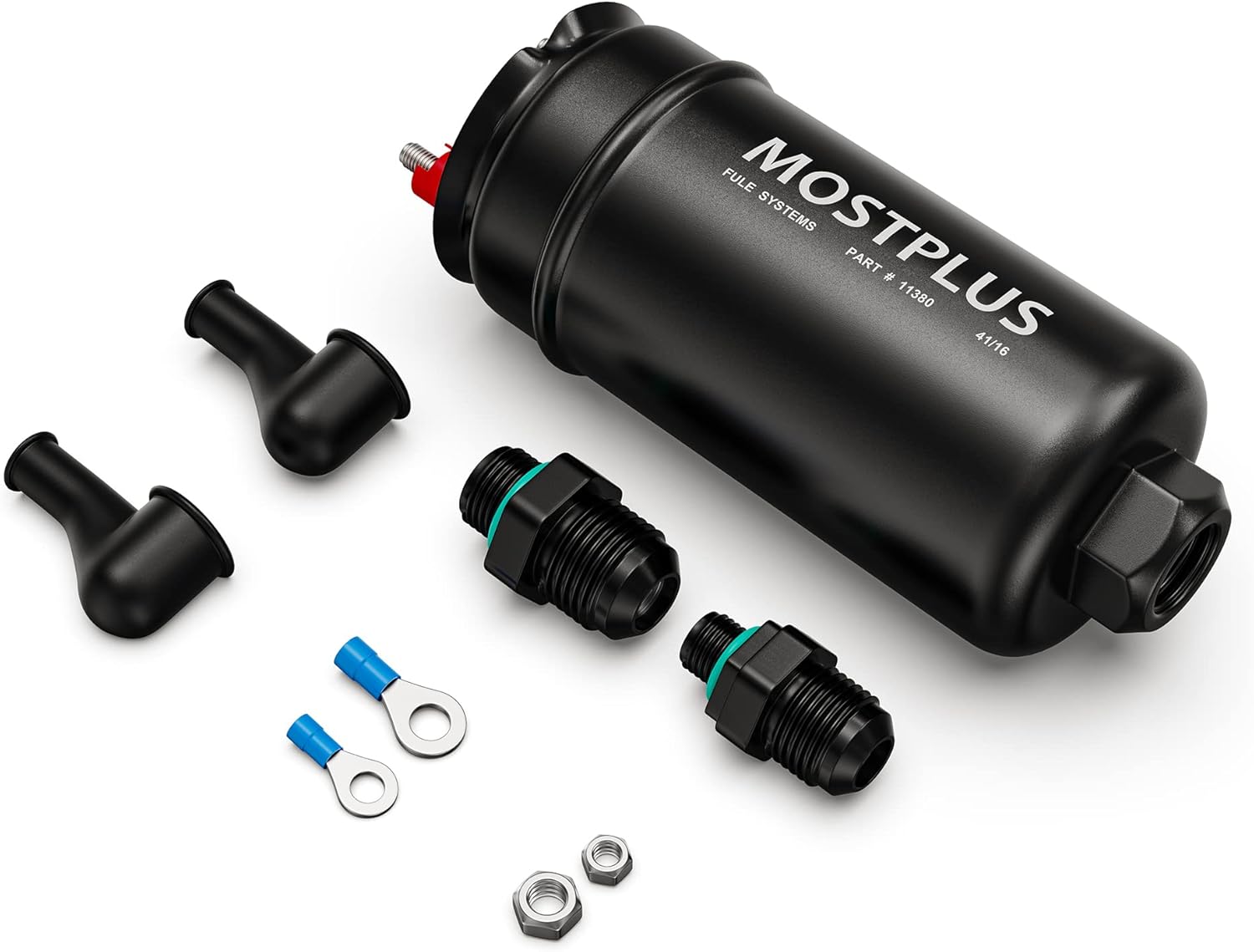 MOSTPLUS - 0580254044 254 044-380LPH Inline External Fuel Pump - 10AN Inlet with Check Vavle 8AN Outlet