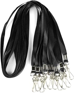 Bulk Lanyards Premium Cruise Lanyard Nylon Badge Lanyards Id Holder Perfect for Office, Kids, Teachers Black, 50 Pack