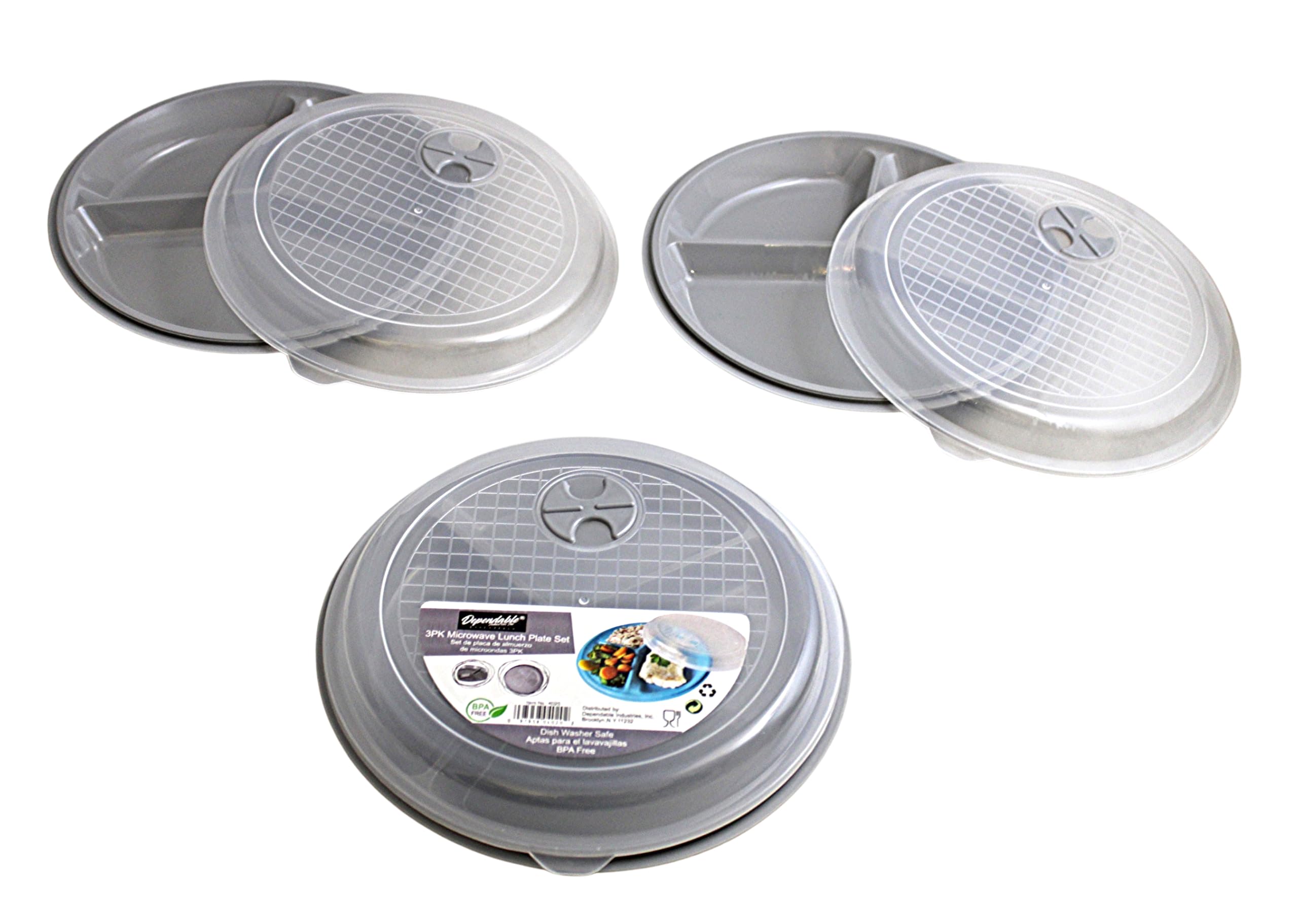 Portion Control Plate Set of 4 – 9-Inch BPA-Free 3-Section Plates with 4 Snap-Tight Vented Lids – Portion Plates for Adults, Healthy Eating, Weight Loss, Meal Prep, Diabetes & Bariatric Diets: Weight Loss Products