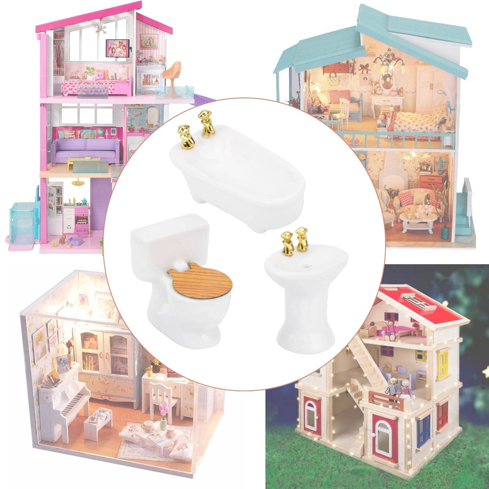 Lot De 5 Mini Miroirs Pour Maison De Poupée 1:12 – Doré Et Argenté – Décoration Miniature – Pour Chambre, Salon, Bureau