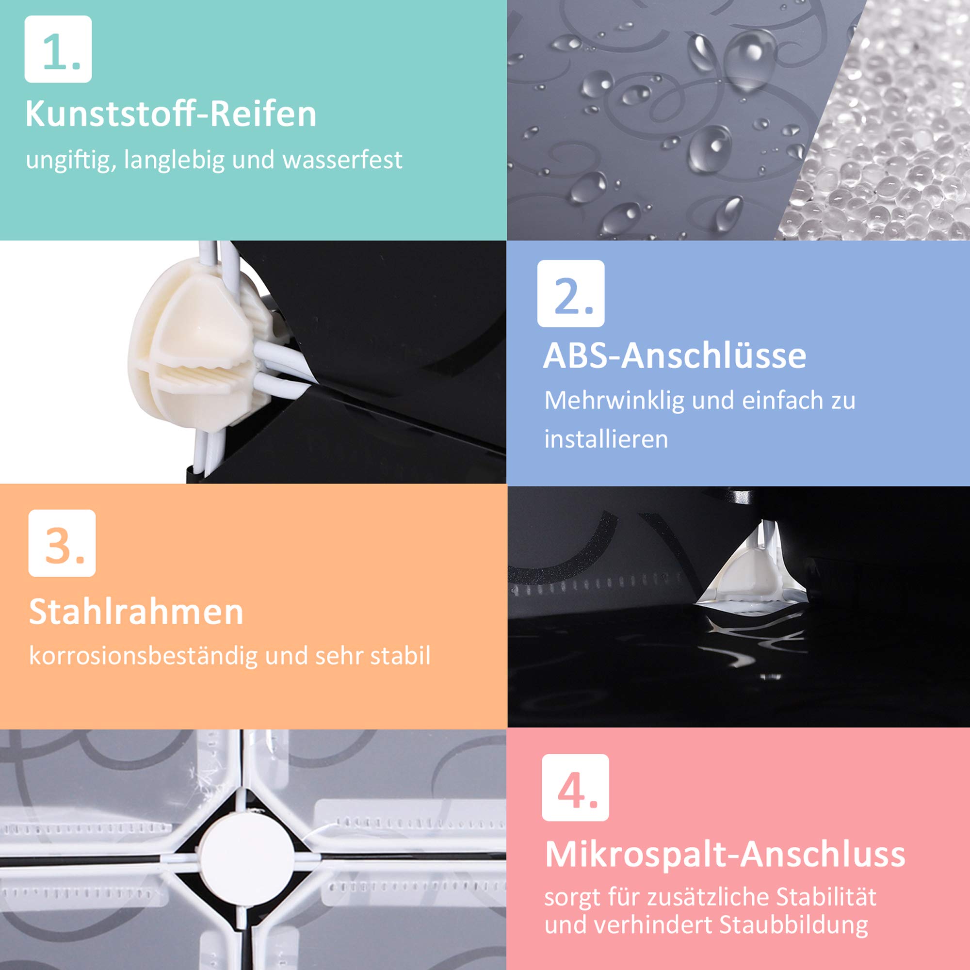 HOMCOM Schuhboxen 16er Set Schuhkarton stapelbar Schuhorganizer Schuhaufbewahrung Aufbewahrungsboxen Regalsystem mit Tür, Schwarz + Weiß