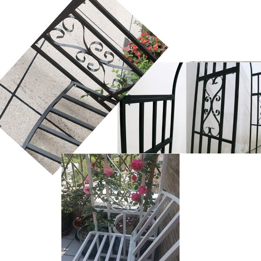 White Sturdy Steel Garden Arch Plant Support Trellis for Climbing Vines, Roses, Outdoor Black Metal Arbor with Bench Seats, Beautiful Scrollwork Decorative, Easy Assemble