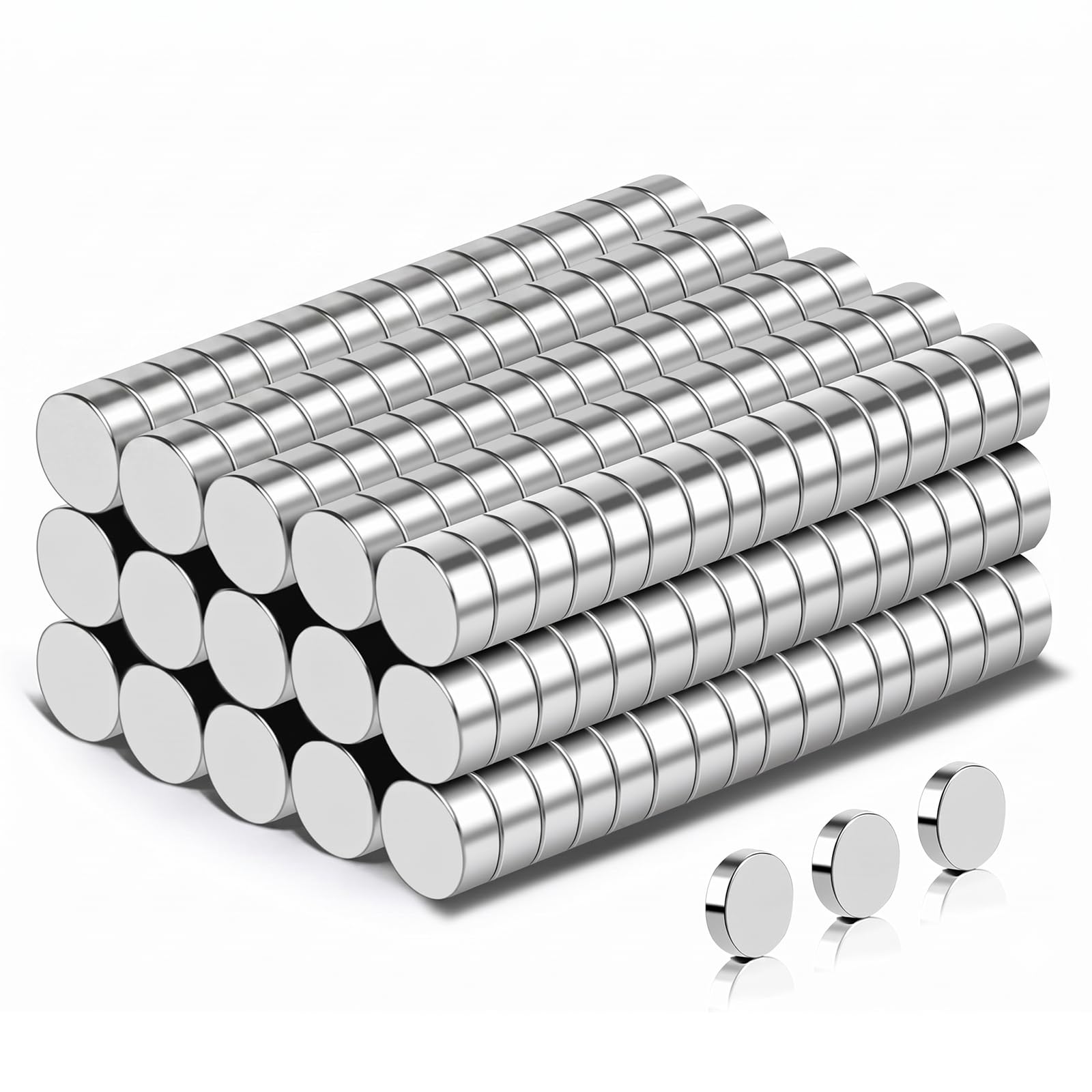 Delaga 150 Stück Mini Magnete Rund, 4x2mm Kleine Magnete Stark | Magnet für magnettafel, 3D Druck, Whiteboard, Kühlschrank, Büro