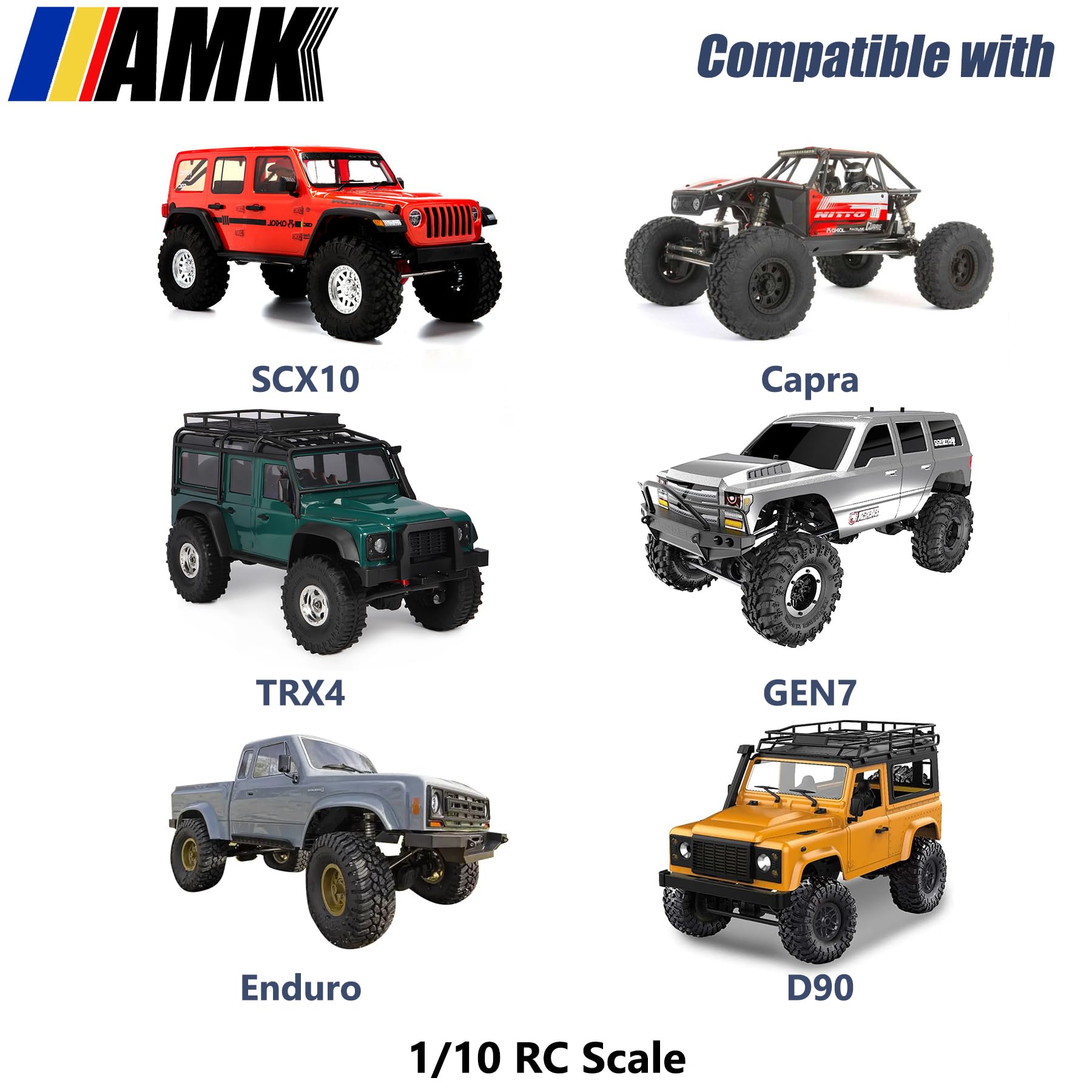 AMK 1/10 Scale Shocks 90mm Metal Oil-Fillable Absorber Springs Hydraulic Threaded Damper Suspension for RC Crawler Axial SCX10 1.9 Capra Gen7 Gen8 TRX6 TRX4 Upgrades