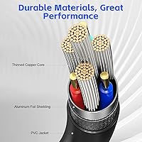 Vista 2 de Cable extensor USB de 0.5 pies (paquete de 3), cable de extensión USB 3.0, USB A macho a hembra, compatible con unidad flash USB, disco duro, lector