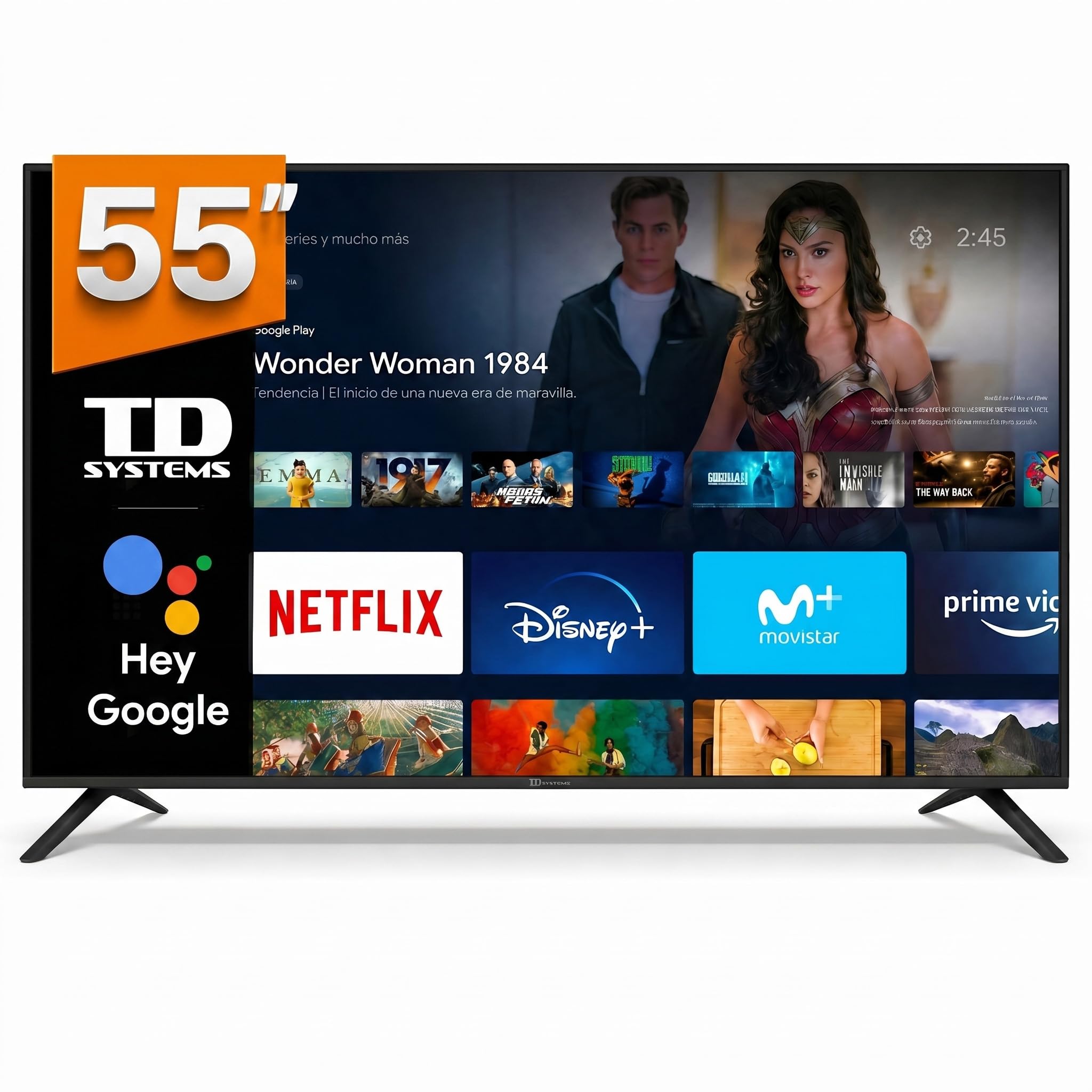 TD Systems - Smart TV 55 Pulgadas 4K Android 11, Control por Voz, televisión TDT HD. Televisor con 3 años de Garantia - PRIME55C14S
