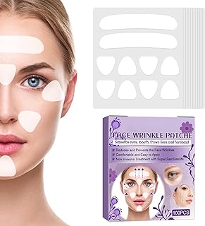 2 Pcs Patches faciais para rugas - 100pcs tiras de remoção de linhas finas para suavizar os olhos, boca e testa | Remendos anti-rugas para reduzir a testa e ao redor da boca Aocate