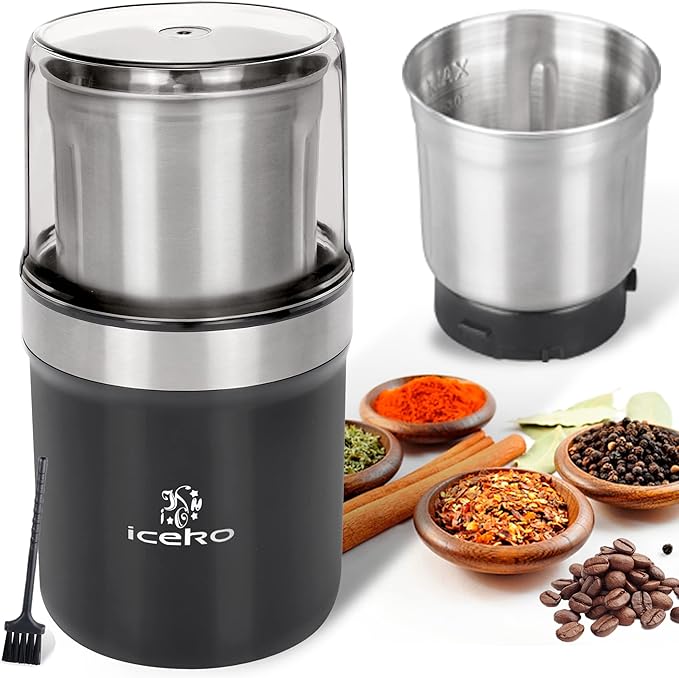 ICEKO Electric Coffee Grinders, Spice Grinder with Stainless Steel Blades,200w/120g Large