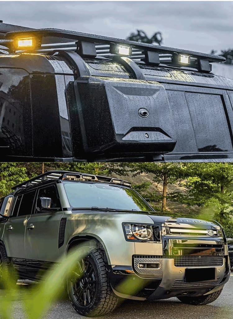Glossy Black Side Toolbox Storage Box fits for Land Rover Defender 110 90 130 2020-2023 2024 Exterior Mounted Gear Carrier with Lock