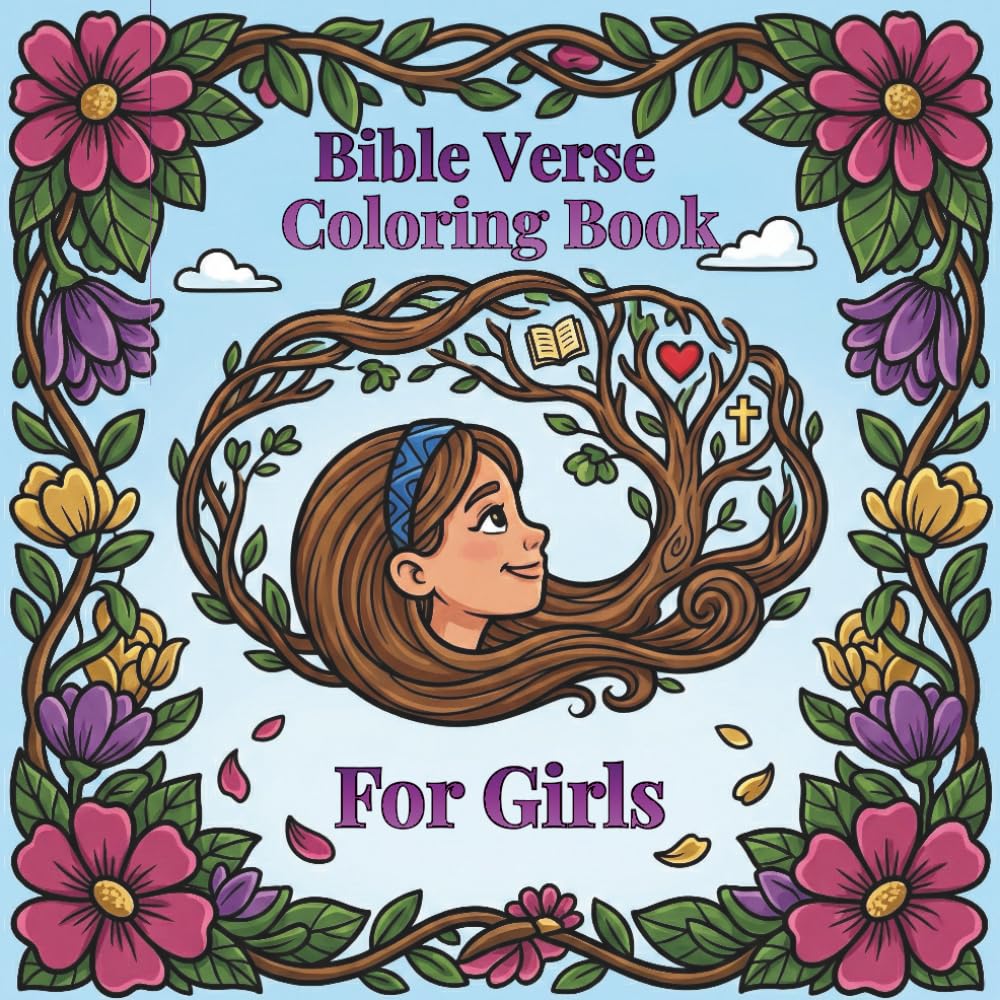 Christianity Coloring Book with Bible Verses for Girls: +50 Unique Christian Bible Coloring Images for Kids with Short & Full Verses | 8.5x8.5 (Color in Faith: Bible Verse Coloring Series for Kids)