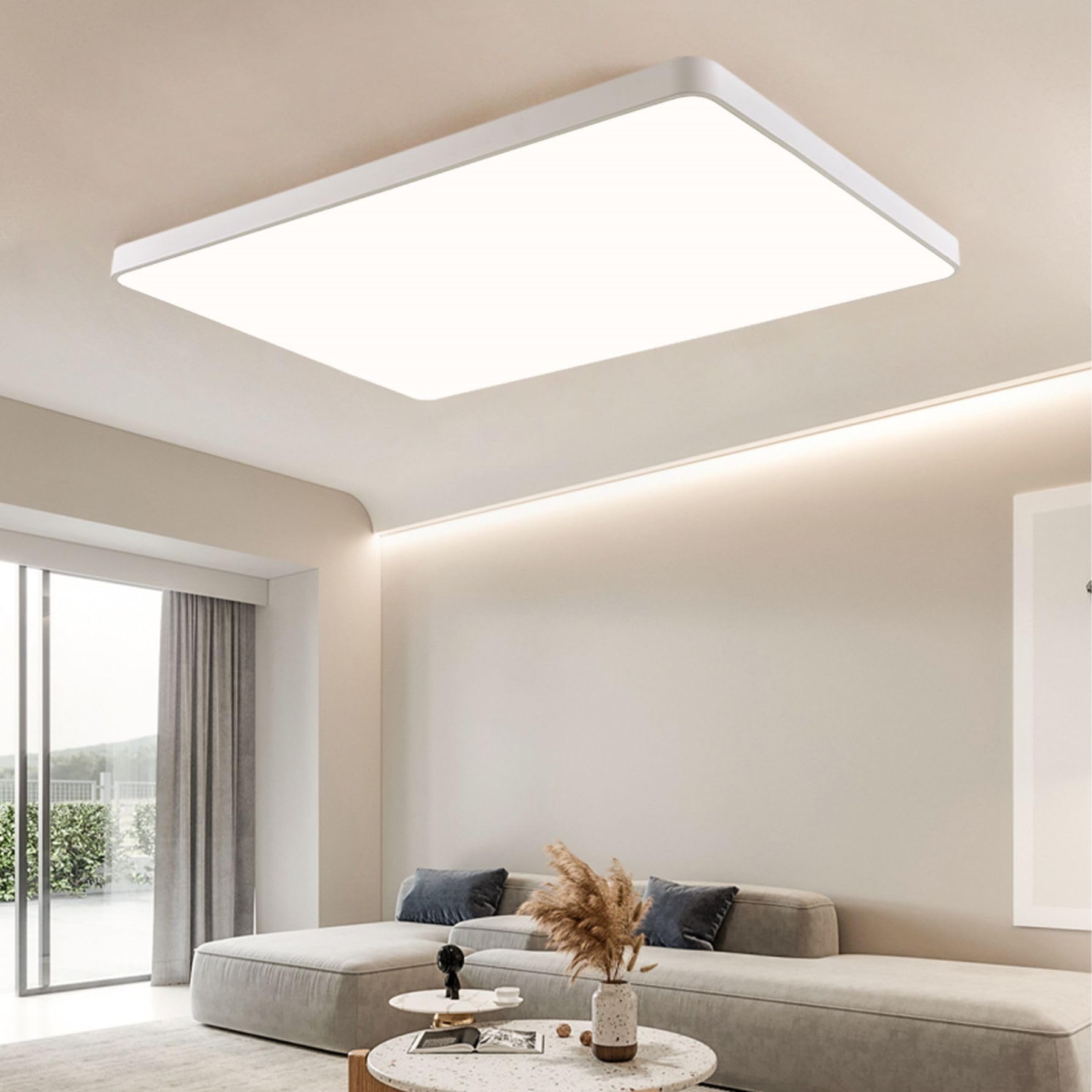 TZSMUM LED Deckenleuchte 120cm Dimmbar - 2700K-6500K Farbtemperatur Mit Fernbedienung | Ultraflach Aluminium