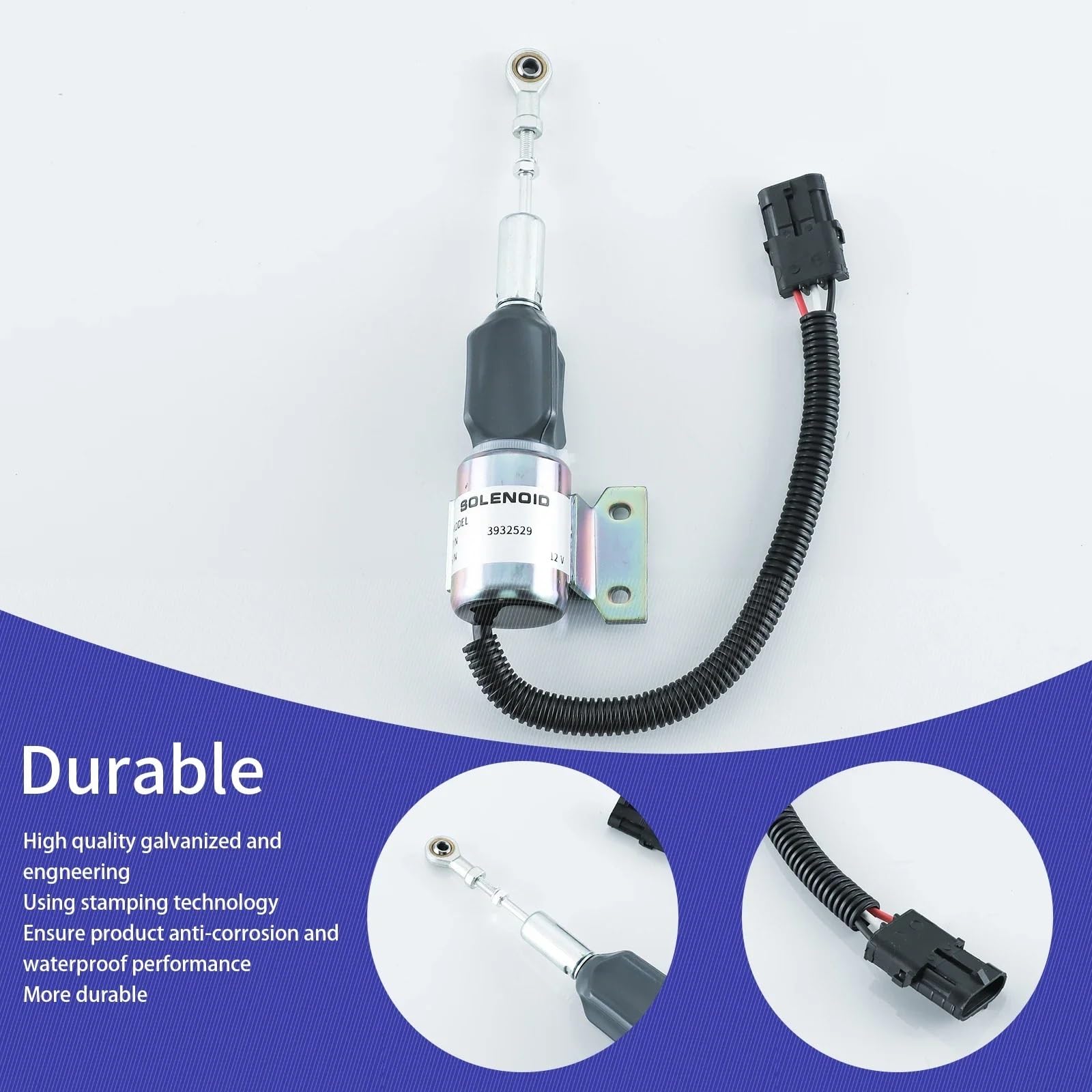 Solenoide de corte de combustible Solenoide de corte de combustible de 24 V 3932530 3939701 SA-4756-24 SA-4891-24 Compatible con Komatsu PC200-6 Compatible con Hyundai R250-7 R220-5