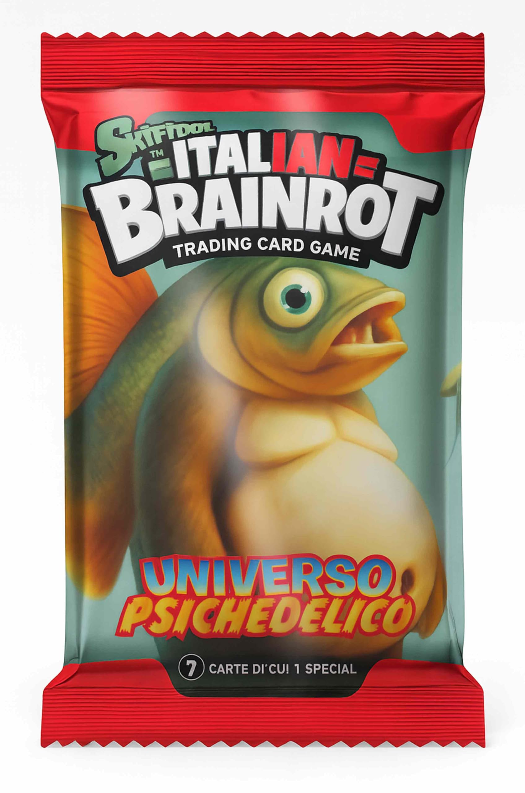 Skifidol Italian Brainrot Trading Card Game, Starter Box Univers Psychédélique, 18 Sachets, 7 Cartes pour Sachet | Exclusif