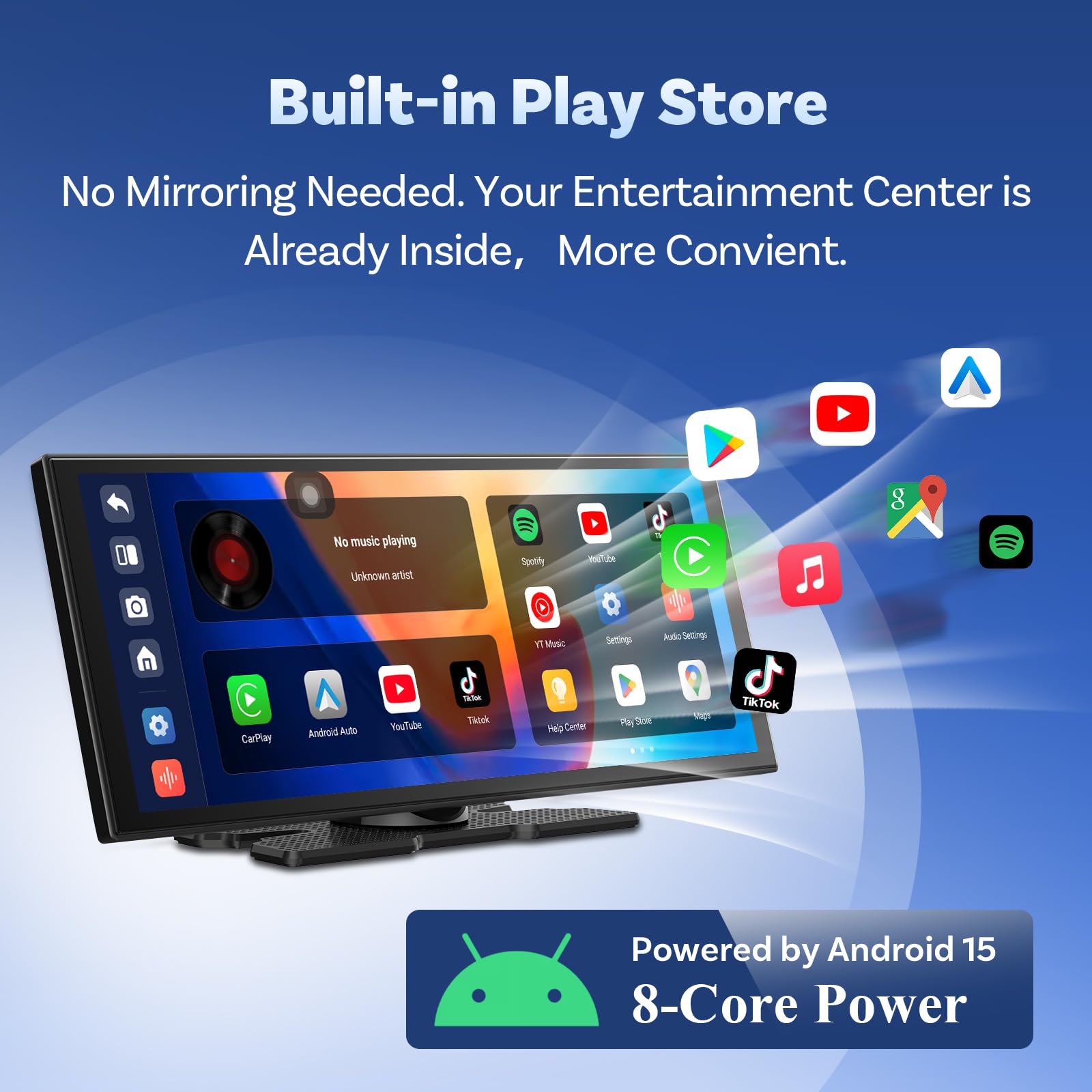 OTTOCAST Ottoscreen AI, Wireless CarPlay Android Auto Display 11,4 Pollici Schermo per Auto Car Play con Telecamera di Retromarcia, con Navigazione Bluetooth FM, Android 15 OS