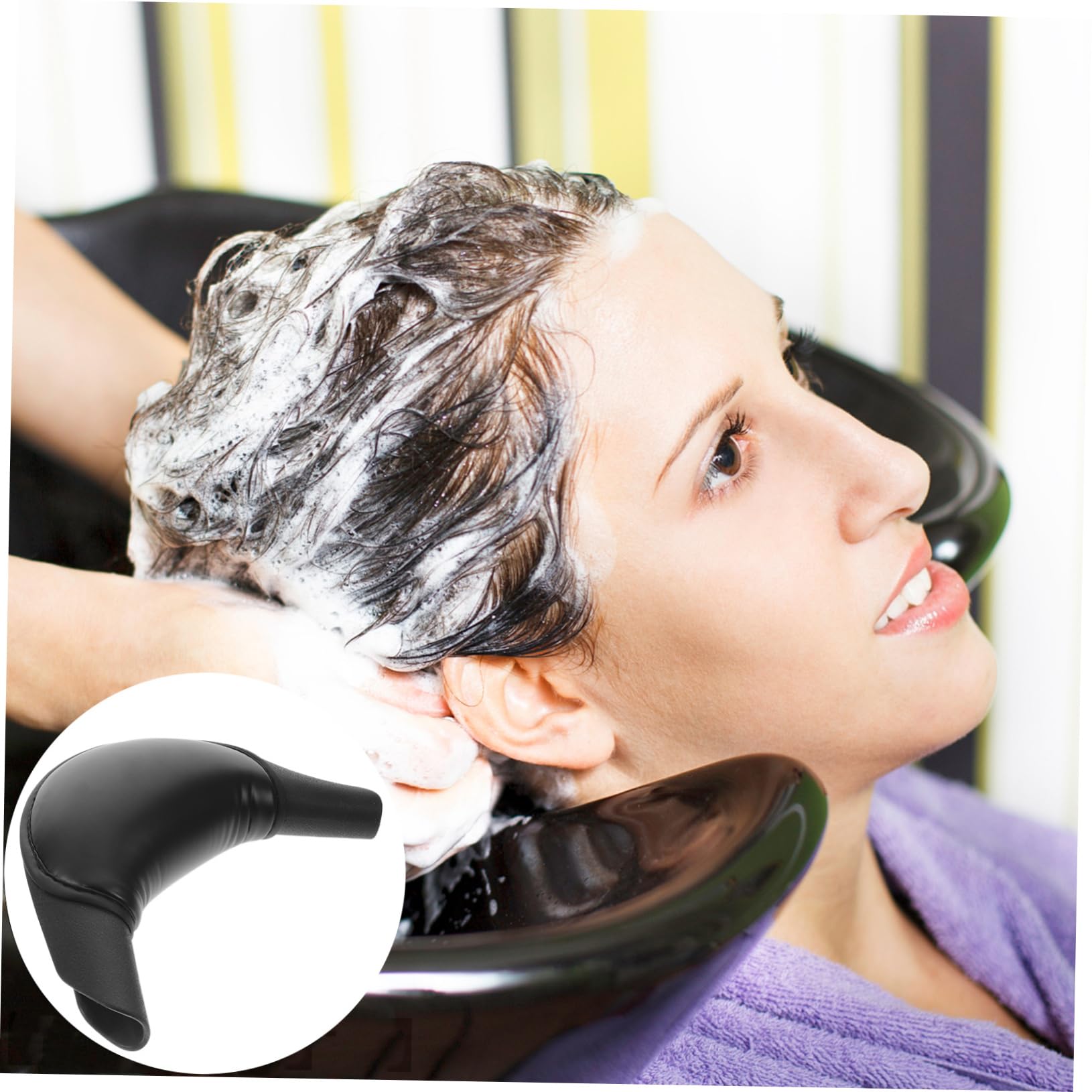 Nackenstütze für Shampooschüssel, Rutschfestes Gel Kissen Schwarz