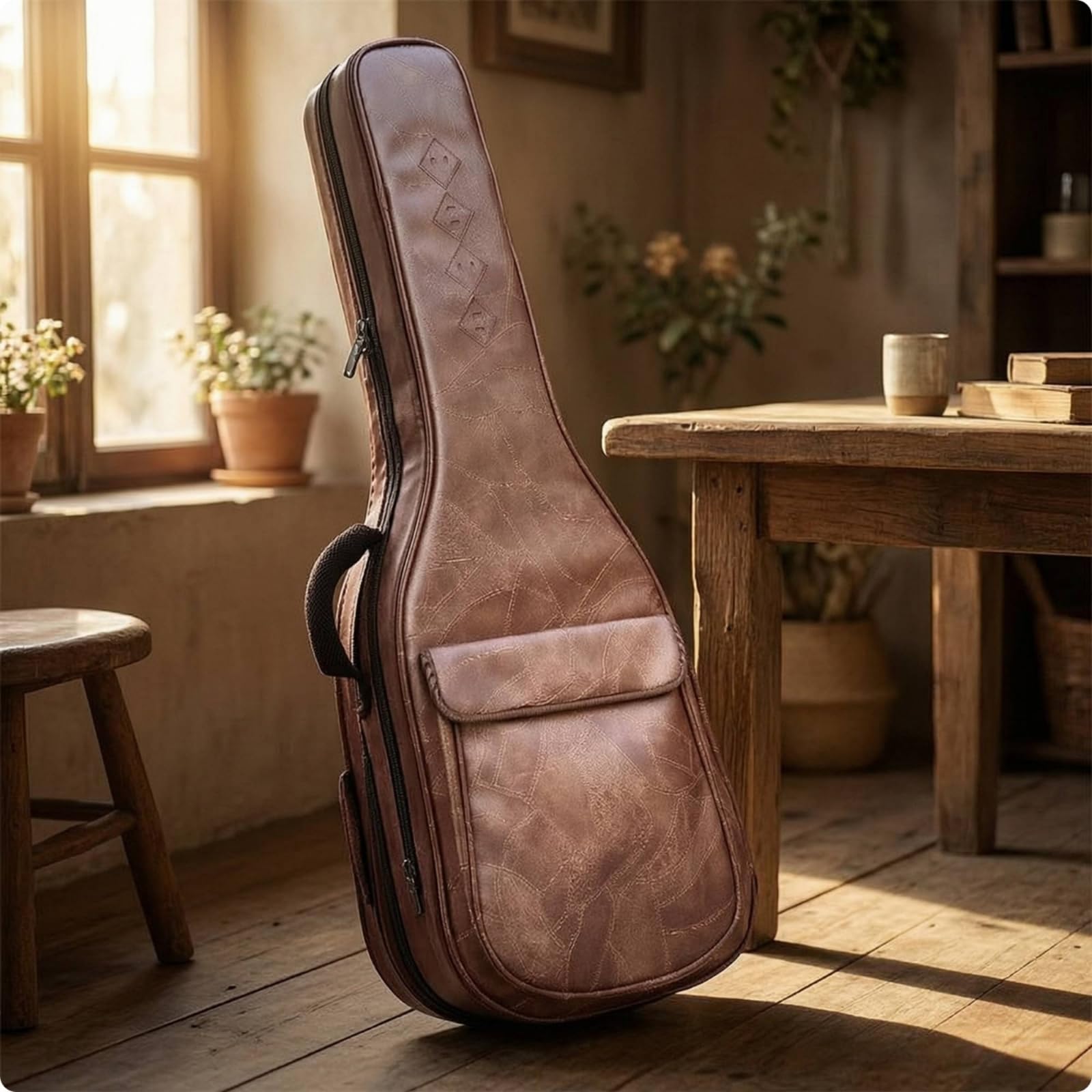 harayaa Custodia Chitarra Borsa Sacca Astuccio in Similpelle con Imbottitura Spessa E Esterno Resistente All’acqua Scomparto Anteriore per Spartiti E Plettri, Array, Nero Profondo