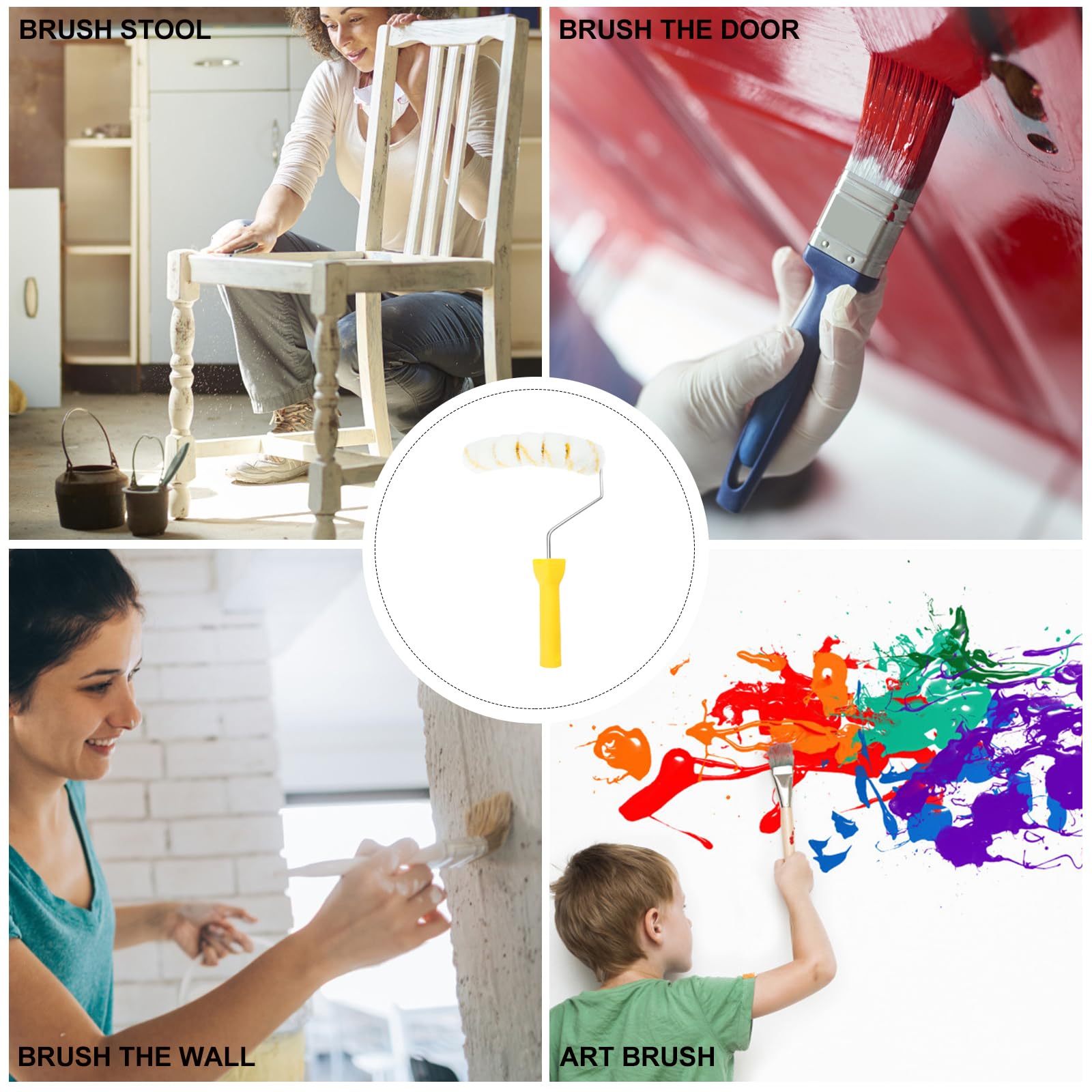 TEHAUX Pintura corredor rodillo cepillo profesional 7 ruedas tubo tubo pintura herramientas