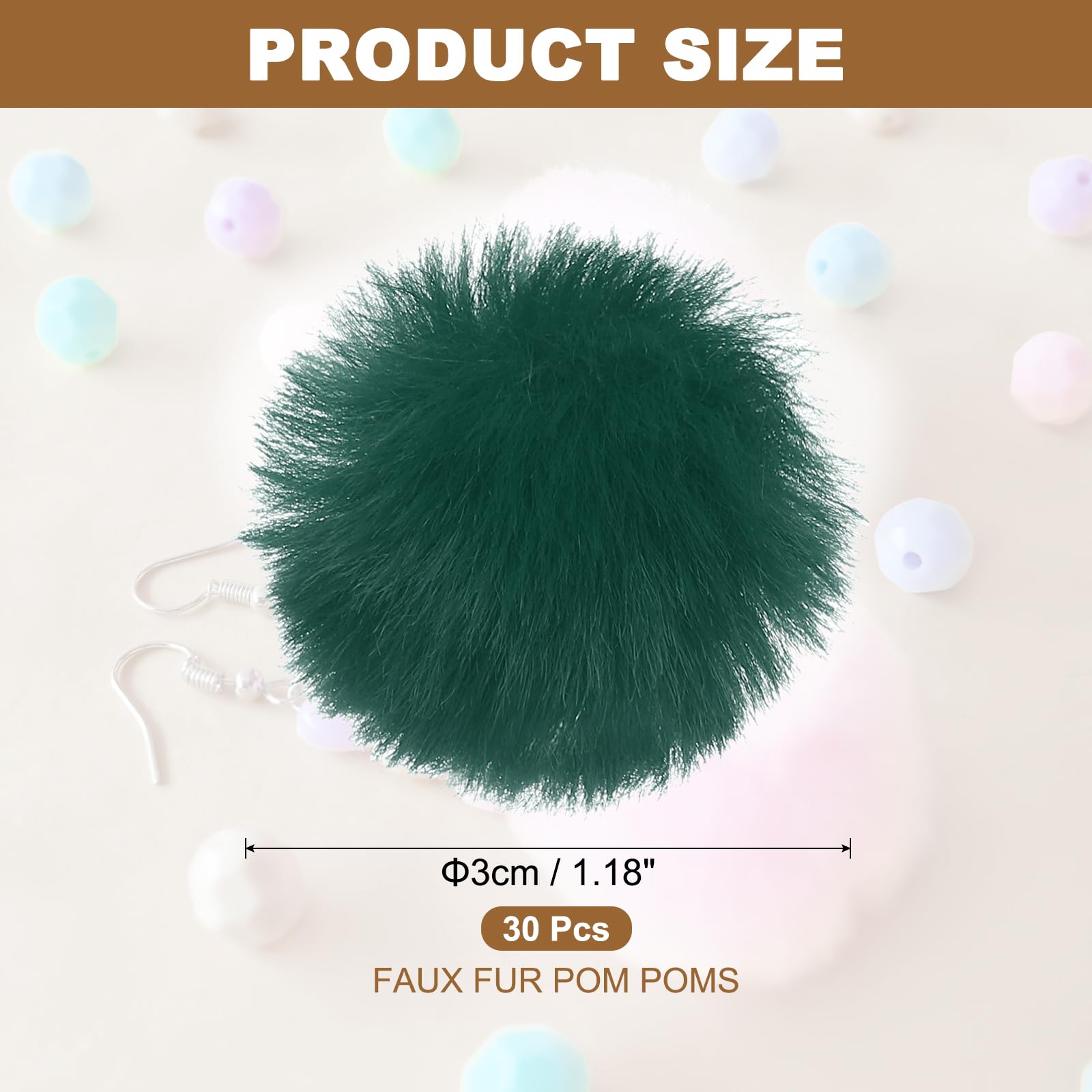 PATIKIL Faux Fur Pom Poms for Hats 30 Pcs Fluffy Soft Fur Poms Balls with Elastic Loop for Keychain Knitting Hats DIY Scarves Gloves Bag Christmas - Image 2