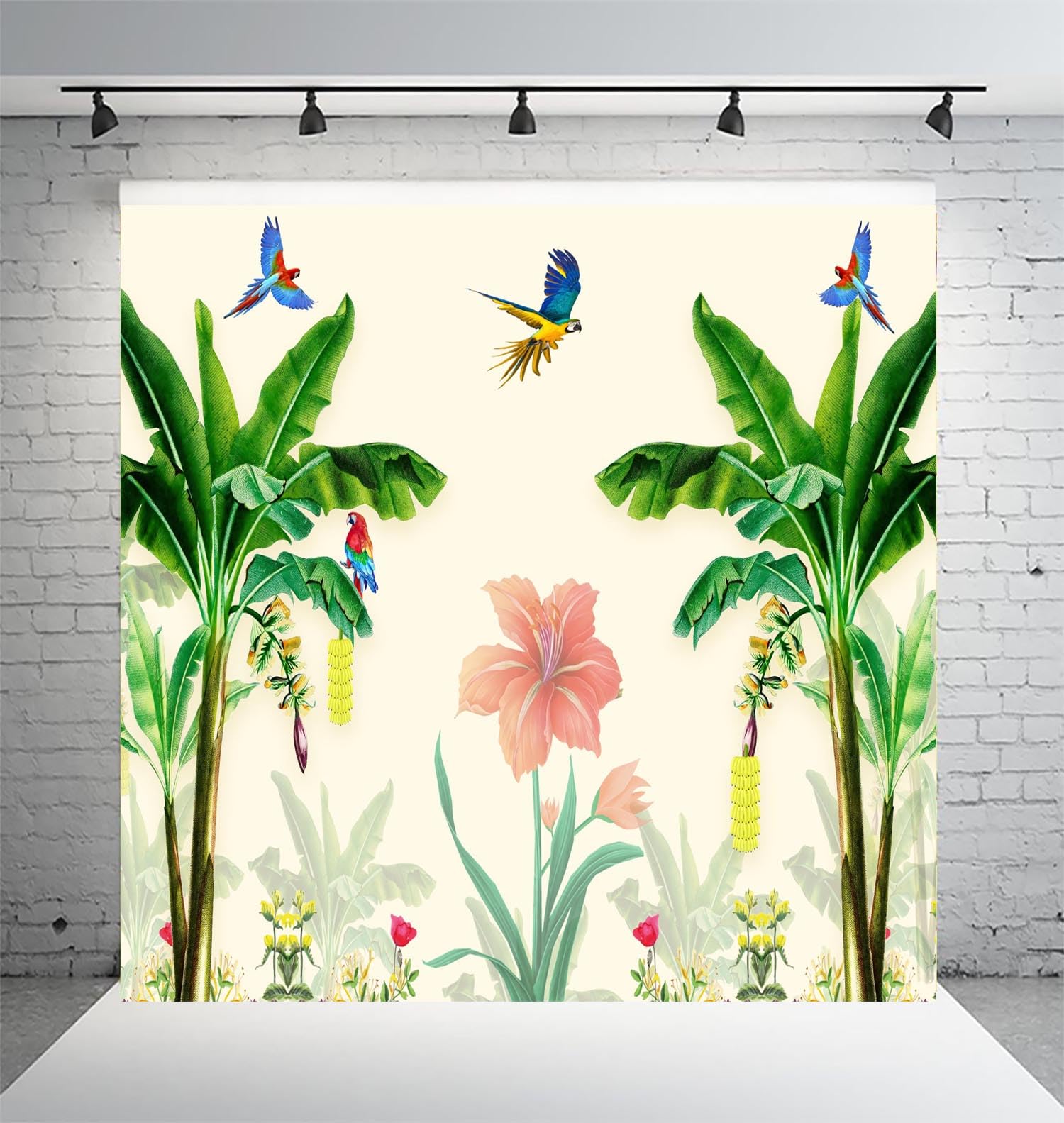 Dhara Banana Tree (8FT-8FT) Backdrop Cloth for Pooja Functions, Traditional Background Curtain Cloth for Festival -Washable Fabric