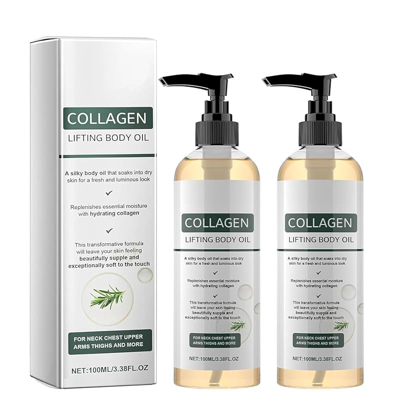 Óleo corporal com colágeno WUIAOCIT, frasco com válvula, 100 mL, pacote com 2