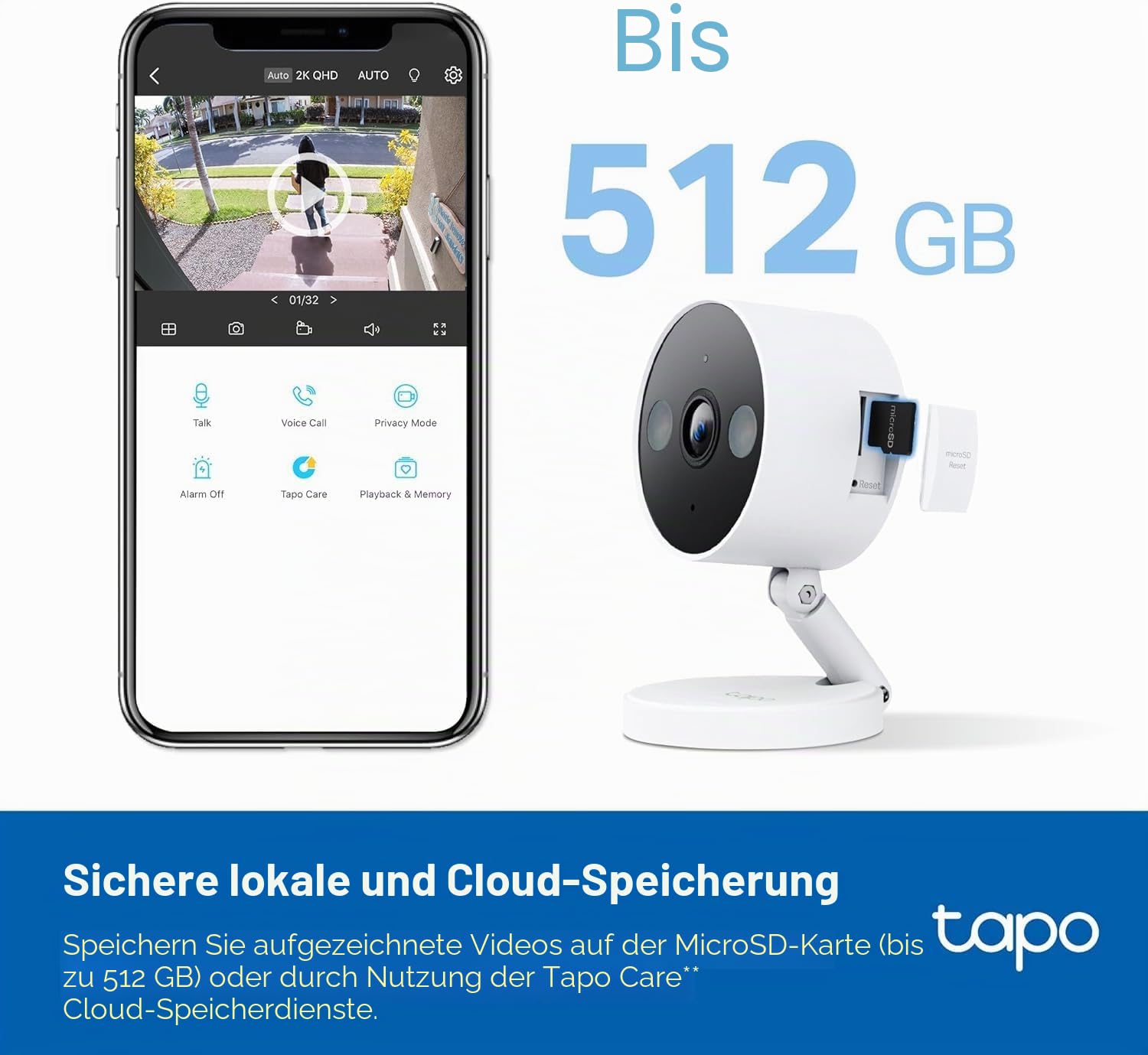 TP-Link Tapo C120 Überwachungskamera innen & außen,Magnetische Basis,2K Auflösung, Eingebaute Duale Spotlights,bis zu 512 GB lokaler Speicher auf SD Karte, IP66,kompatibel mit Alexa & Google Assistant