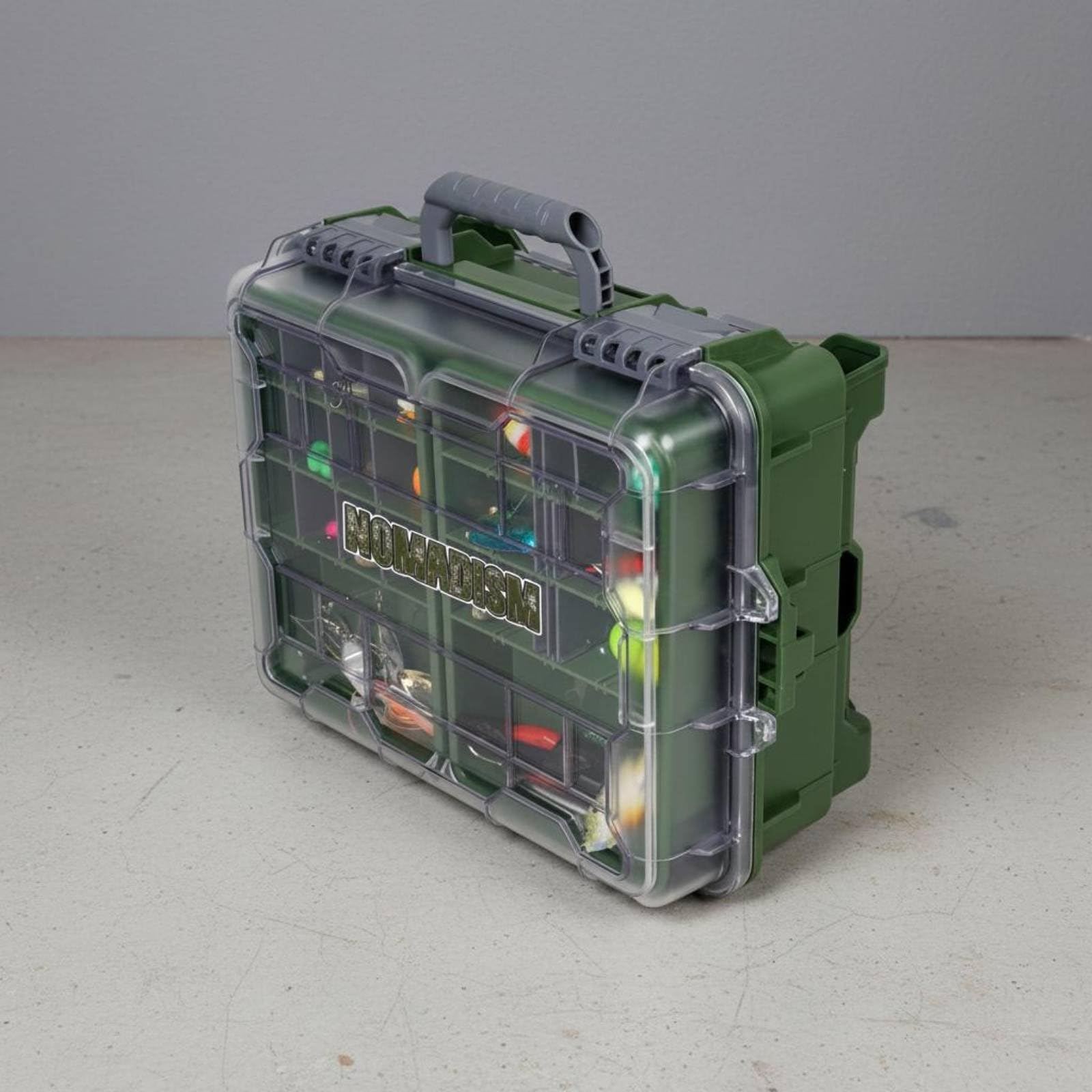 MERIGLARE Angelkoffer wasserdichte Angeltasche Zubehörbox mit Fächern Robustes Hartschale Gehäuse aus Und PP Ordnung für Köder Haken für Seeufer Reisen Wochenendausflüge, Array, Blau
