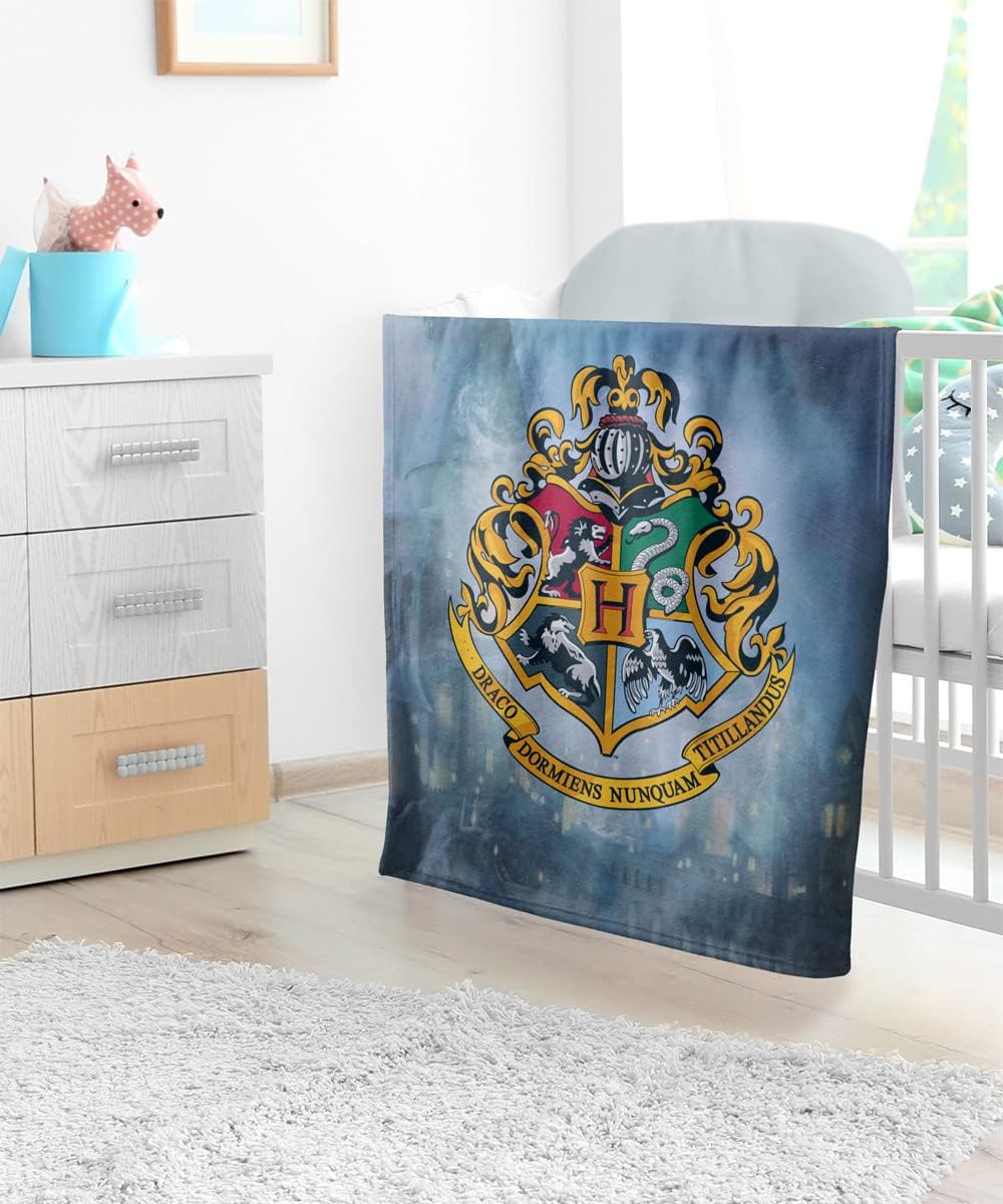 Harry Potter Lightweight Baby Blanket, 30"X40", Hogwarts Crest Unisex for Infants Girls & Boys