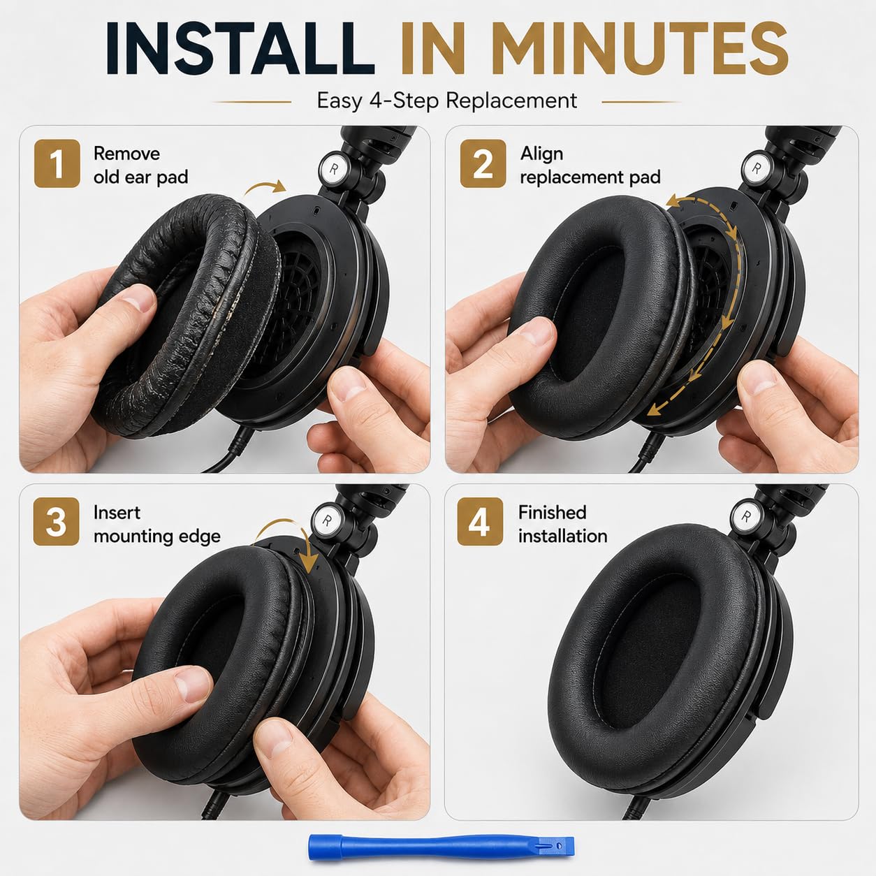Street27® Replacement Earpad Cushions Compatible with Boat Rockerz 550, Boat Immortal IM 700/IM1000D/IM 1300 Headphones, Earpads with Softer Protein Leather, High-Density Memory Foam Ear Pads — Amazon image 6