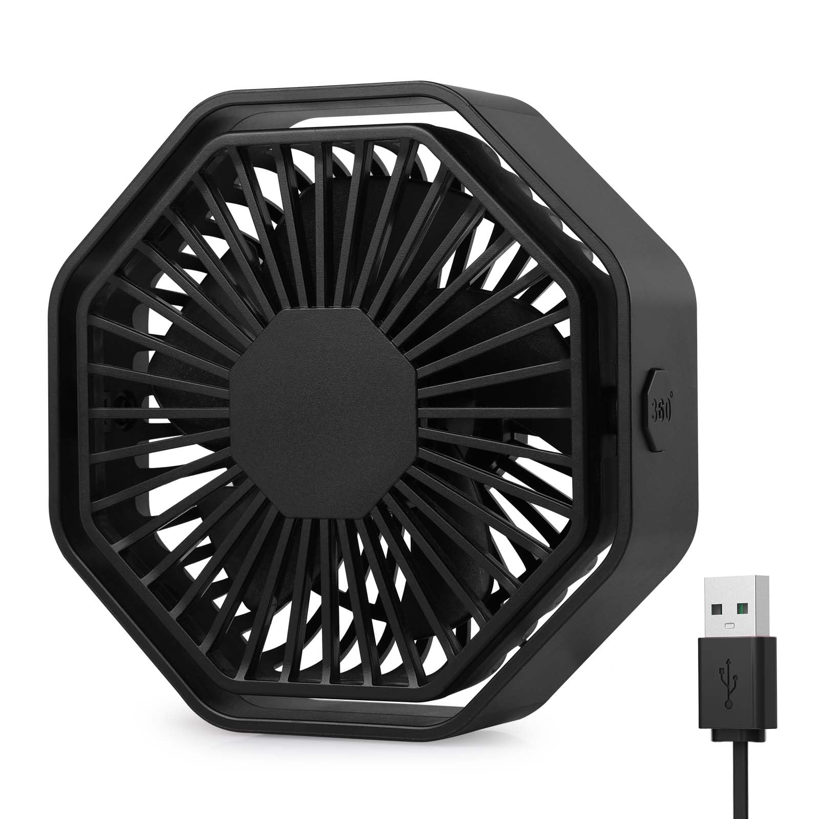 Ventilador USB Silencioso, Ventilador Portatil de 3 Velocidades, 360 Grados Rotation Admirador Pequeño, Admirador de Mesa para Biblioteca, Oficina, Camping, Picnic