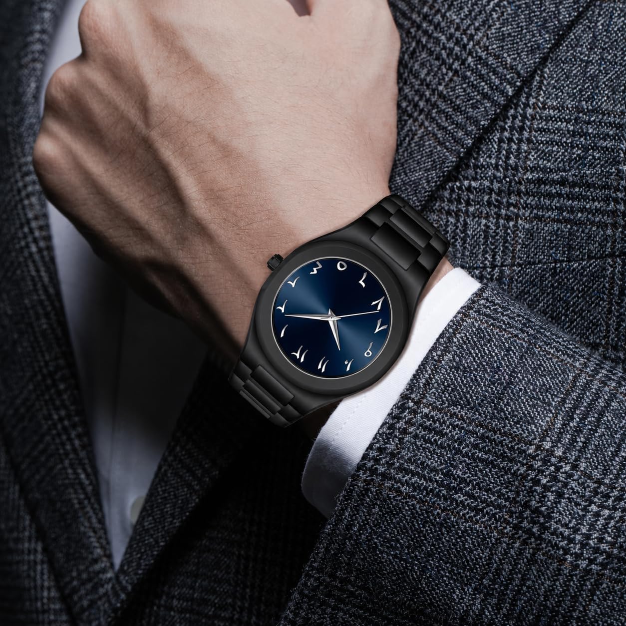 Gosasa Orologio da uomo al quarzo con numeri arabi mediorientali dal design elegante in acciaio inossidabile impermeabile Business Casual orologio da polso