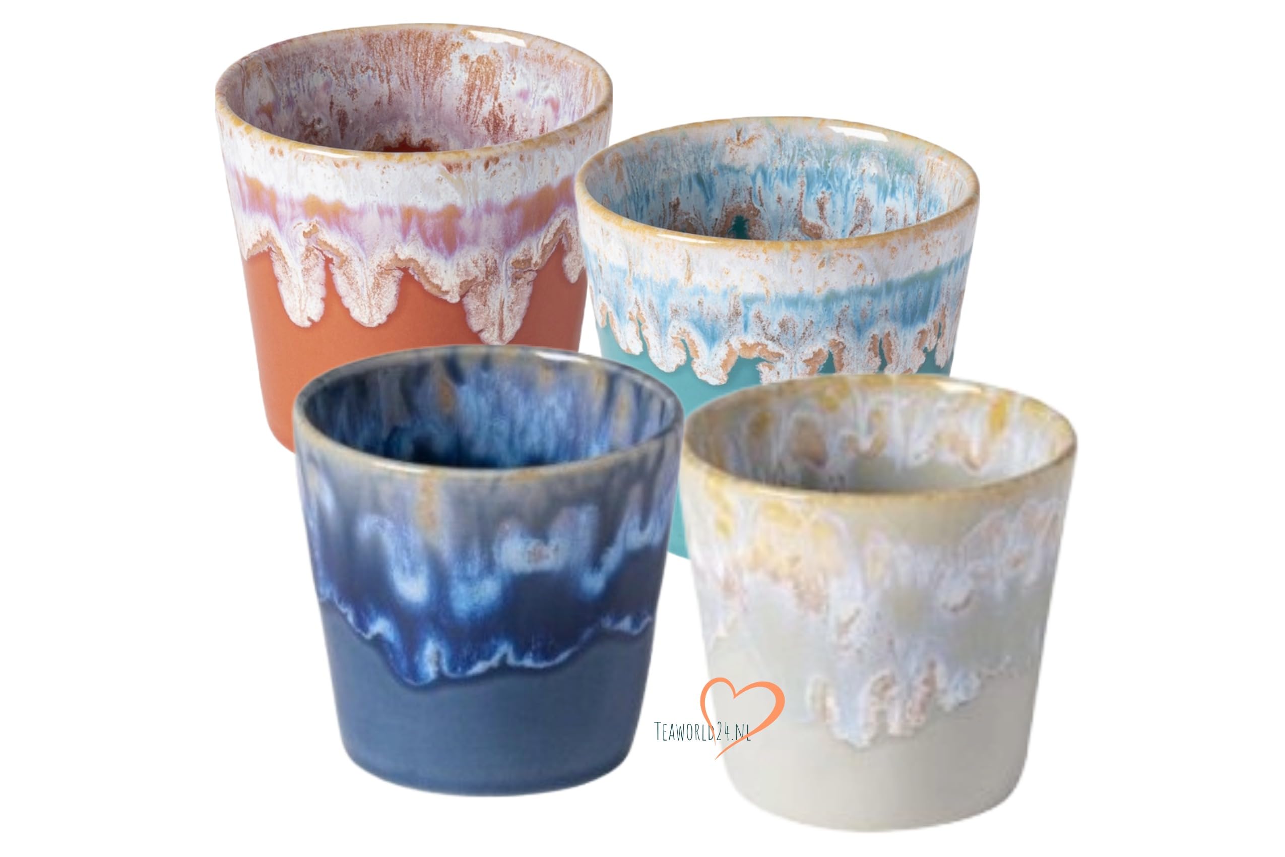 Tasse lungo Costa Nova lot de 4 en vaisselle grès et faïence de 7,5 cm de hauteur