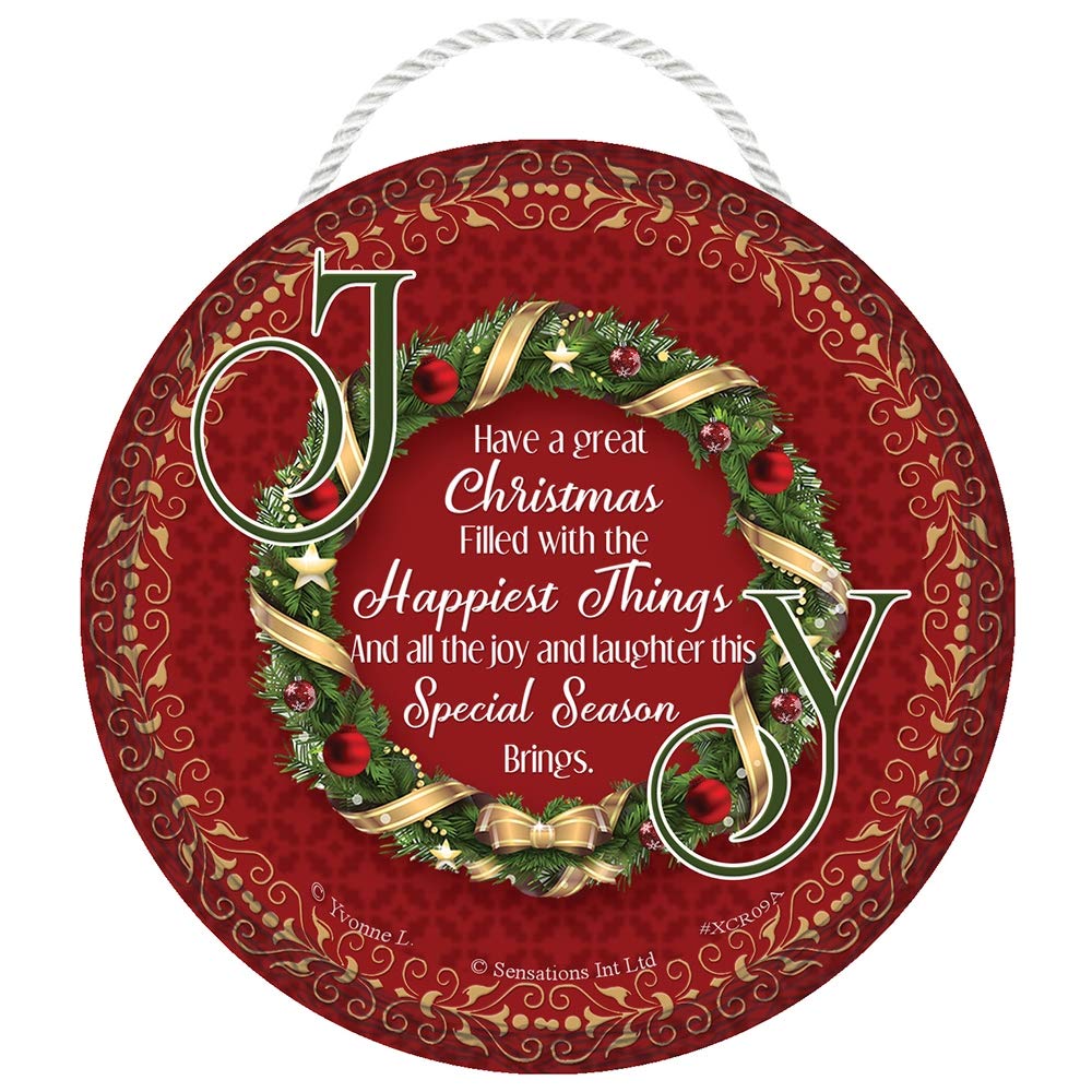 Sensations Joy Wreath Christmas Hanging Plaque