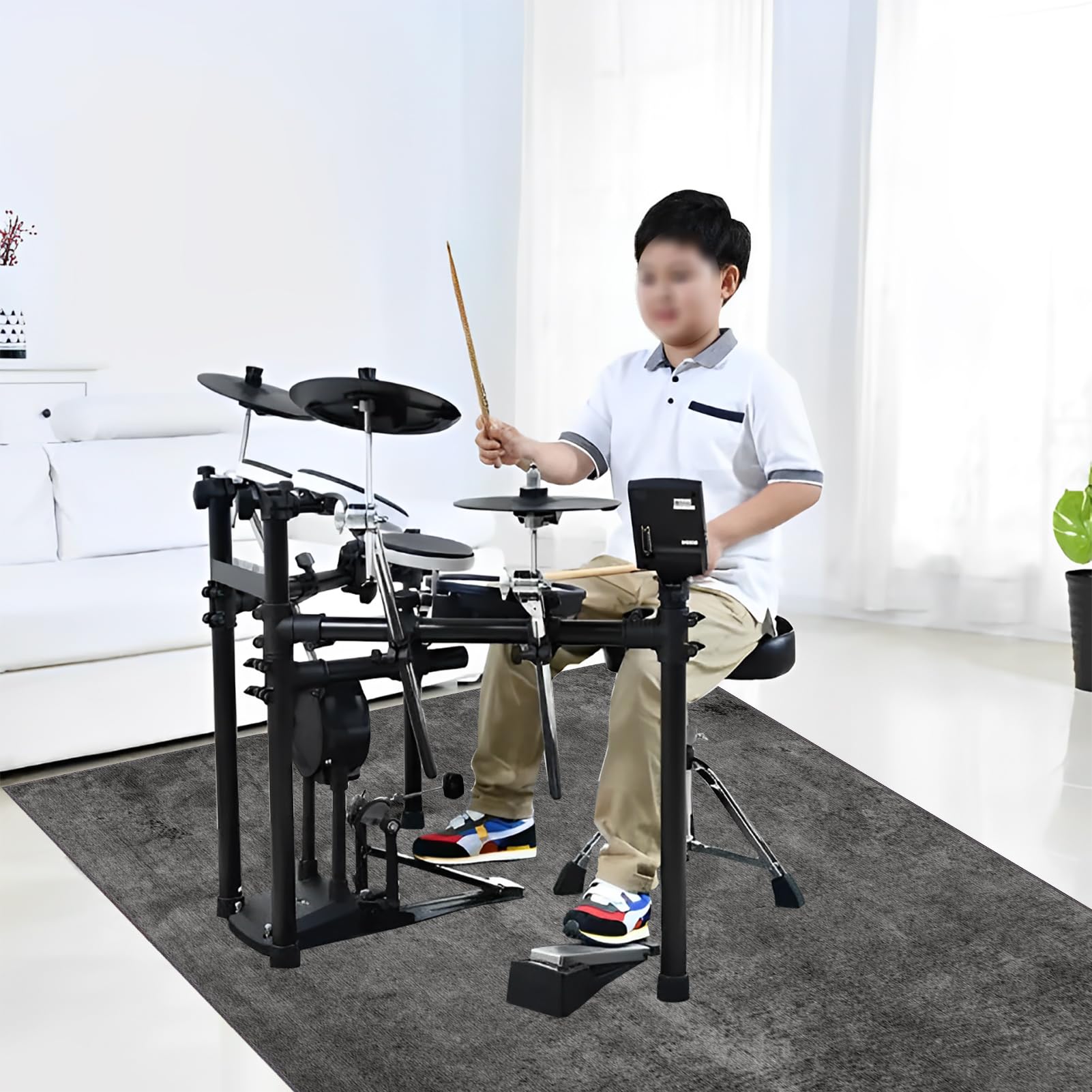 Drum Teppich Schlagzeugteppich, Schallschutz Teppich Matte, Elektronisches Schlagzeug Rug, Professionelles rutschfeste Schallschutzmatte, Dicht Gewebter Oberfläche Zubehör für Drum Kit 120 x 70 cm