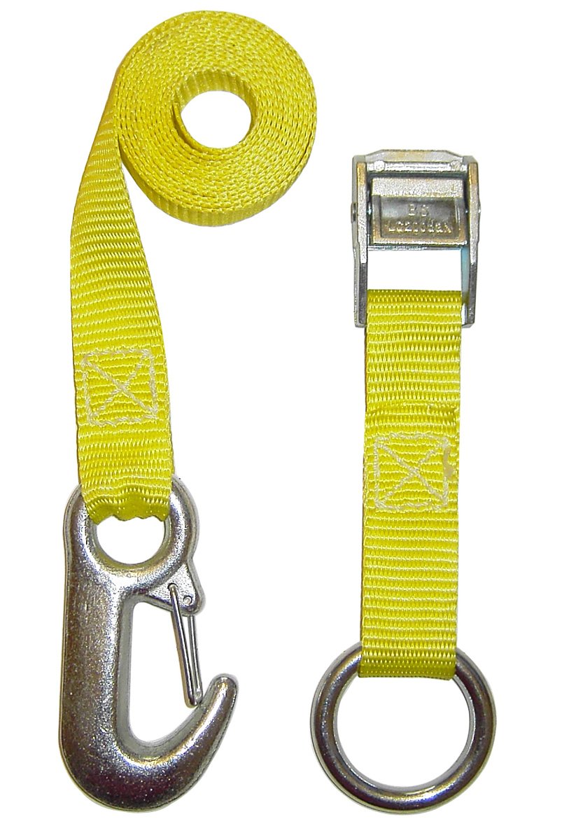 Braun Luggage Safety Belt Two-Piece Yellow 1.70 m length 25 mm in Width with Sewn Ring and Carabiner