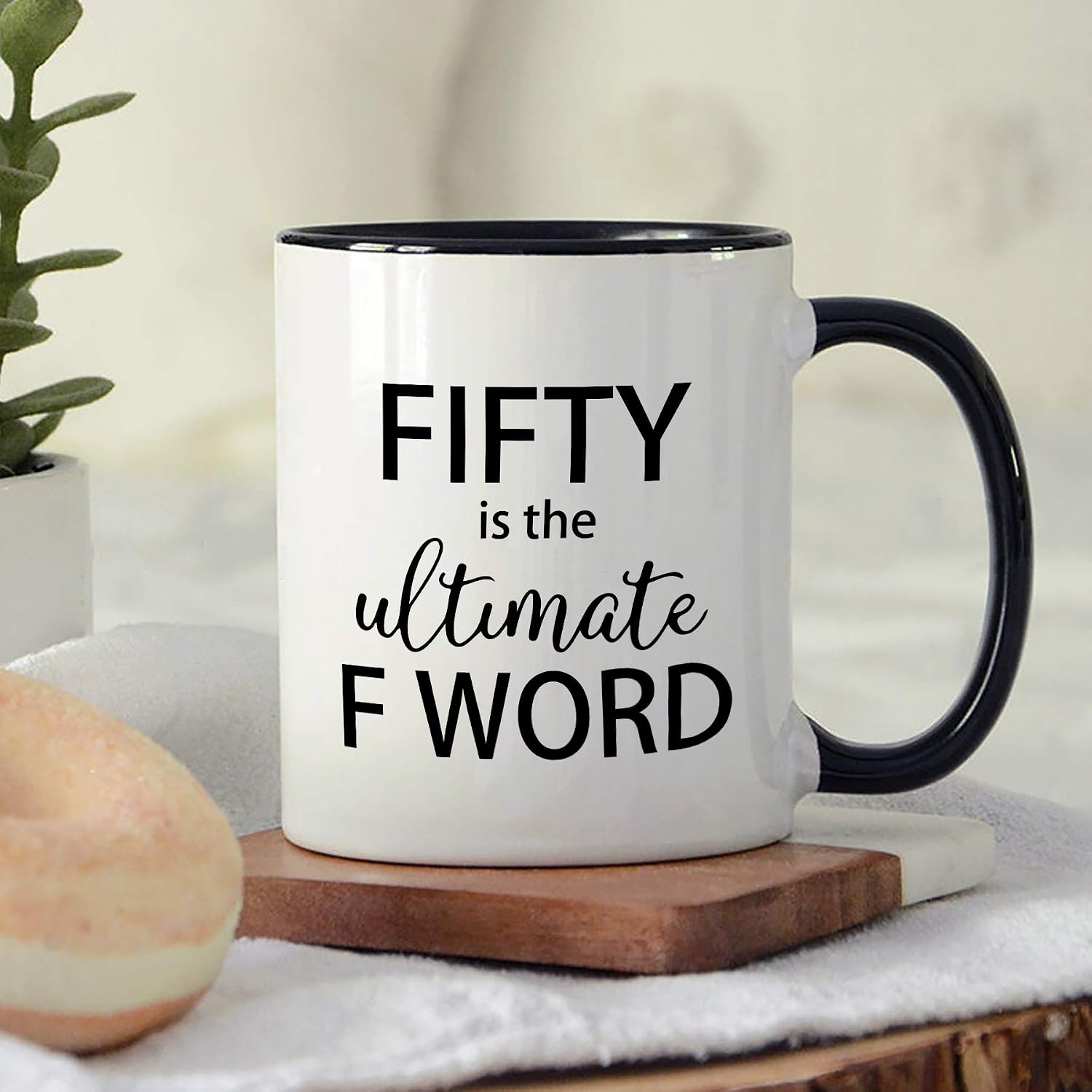 Best Promo 50th Birthday Gifts for Women and Men - Fifty The Ultimate F Word-Birthday Gift Ideas Funny for Mom Dad Husband Wife - 11 oz Coffee Mug for 50 Years Old