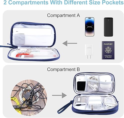 Miniatura 4 de Funda de transporte para accesorios electrónicos, bolsa organizadora de viaje, bolsa de almacenamiento portátil impermeable de doble capa para cable