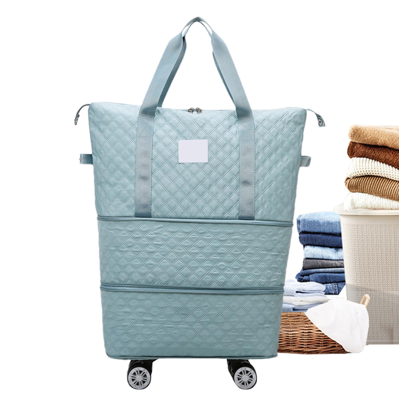 Bolsa de viaje plegable con rueda, Bolsa de equipaje plegable con rueda, Equipaje de mano expandible, maleta con bolsa de lona de gran capacidad | Marca