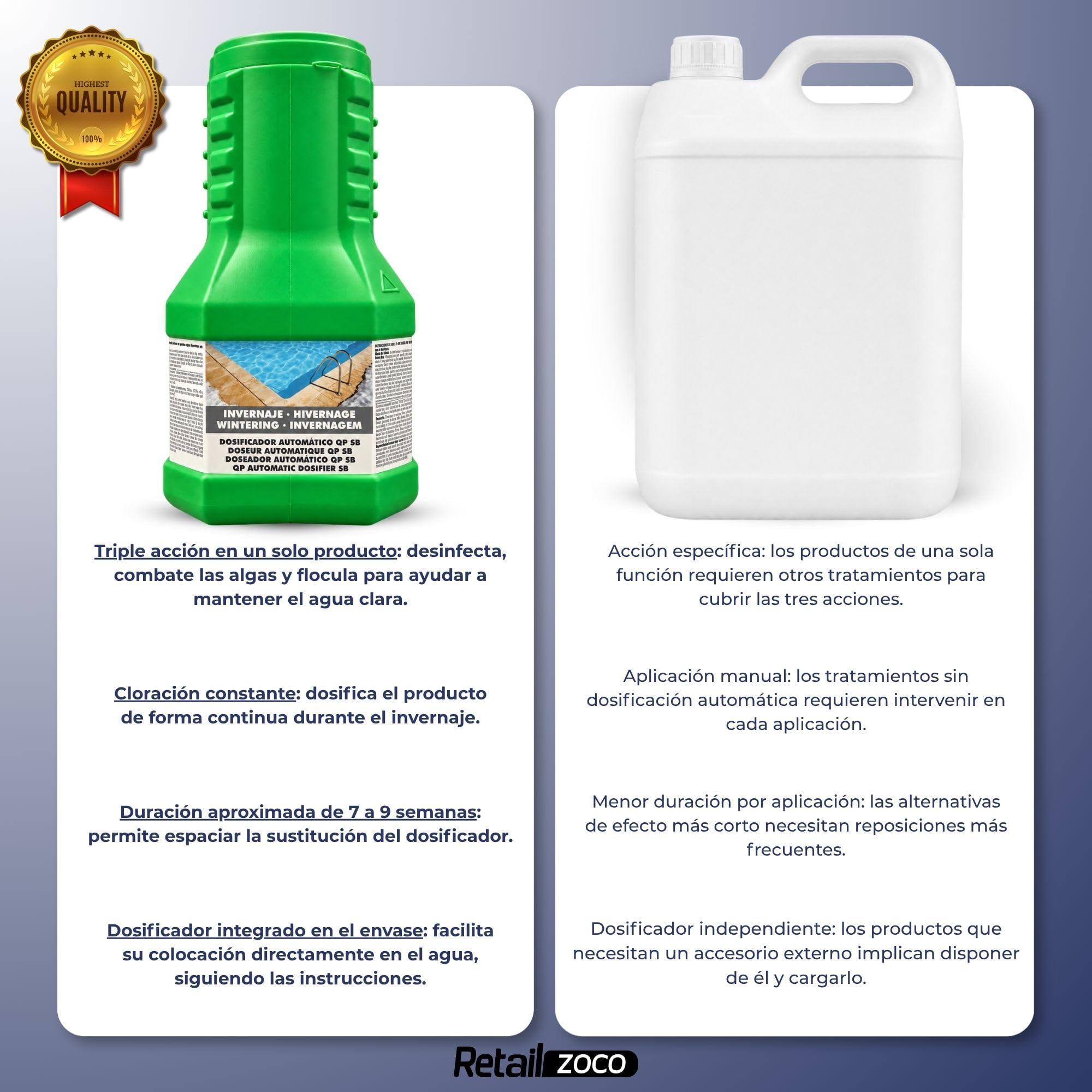 Dosificador auto invernaje, Tratamiento agua sin mantenimiento 2 Kg 50m3 - imagen 5