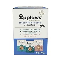 Applaws Natural cibo umido per gatti, Selezione di pesce in gelatina 70g (12x70g Pouch)