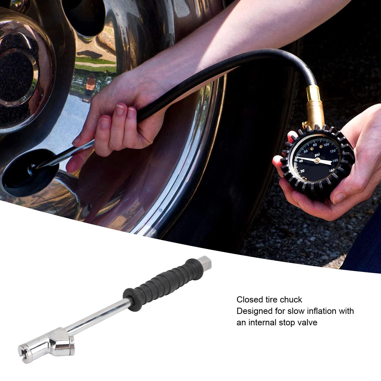 Mandrin à Air Double Tête Pour Gonflage Pneus - 1/4", Pour Voiture, Camion, Moto, RV - 3