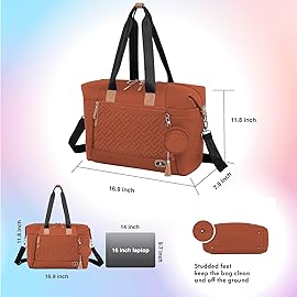 Dikaslon Diaper Bag, Large Travel Diaper Tote for Mom and Dad, Multifunction Baby Tote Bag for Boys and Girls with Pacifier Case and Changing Pad, Caramel
