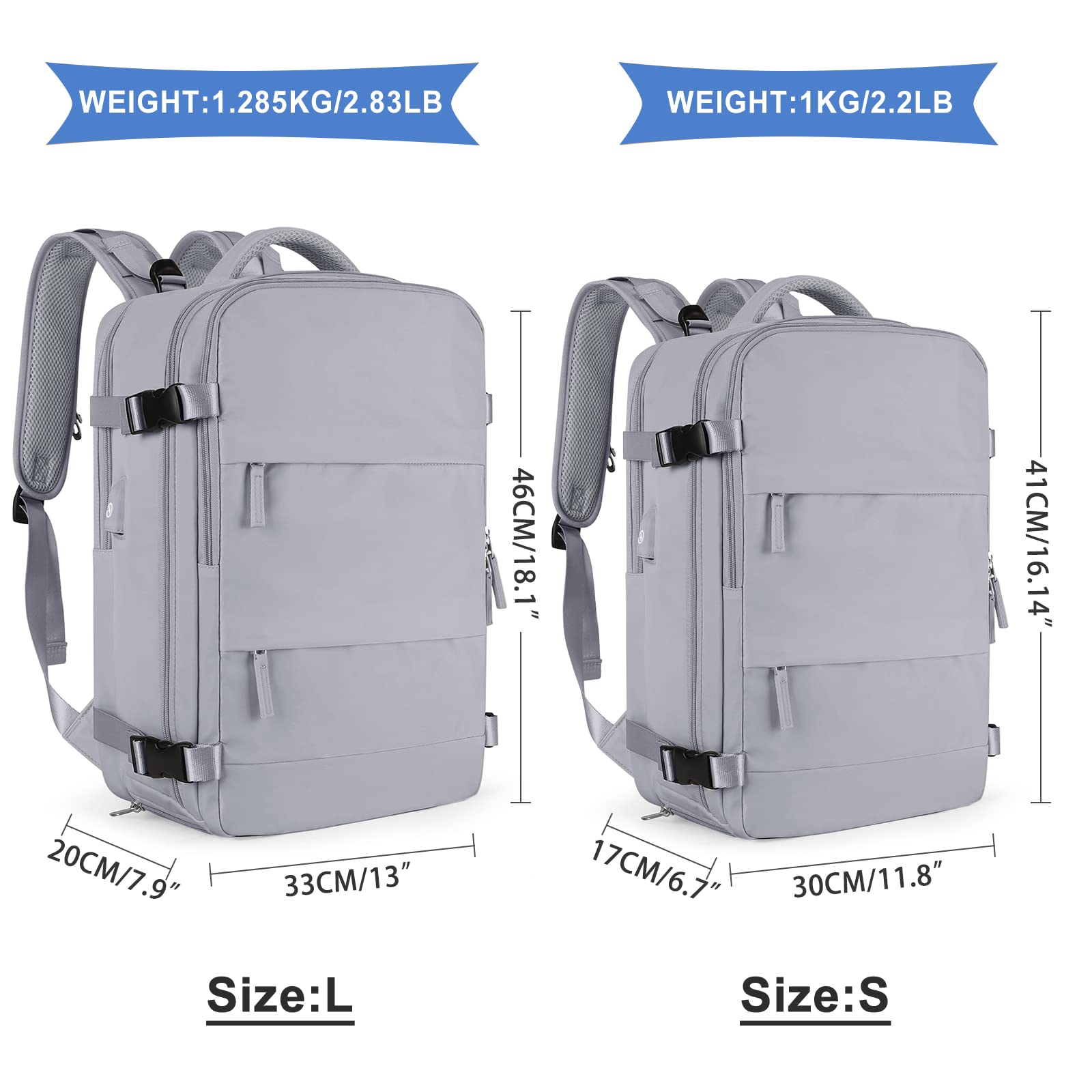 BJLFS Borse da Cabina per Ryanair 40x20x25 Bagaglio a Mano Zaino Borsa Zaino da Viaggio, Zaino da trekking,Zaino Easyjet 45x36x20,Zaino Casual per laptop da 14 pollici per scuola