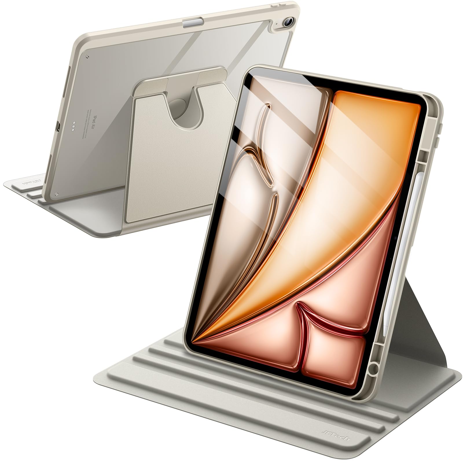 Custodia Rotante 360° Per IPad Air 13″ M3/M2 (2025/2024) – Retro Trasparente, Portapenne, Antiurto, Nero