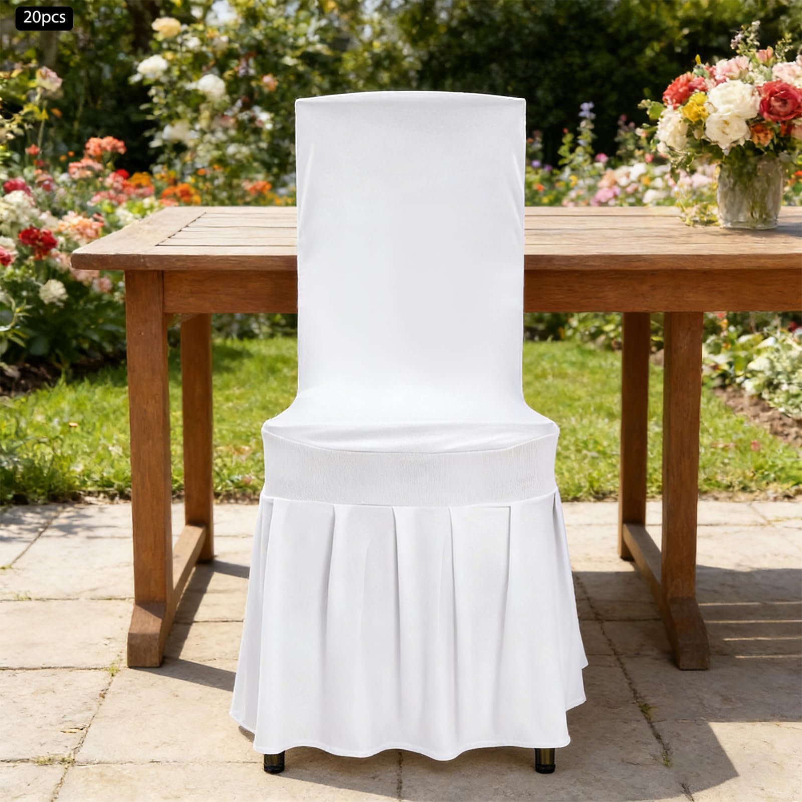 Set di 20 coprisedia elasticizzati, universali, bianchi, rimovibili, lavabili, per sala da pranzo, matrimoni, banchetti, hotel, antiscivolo