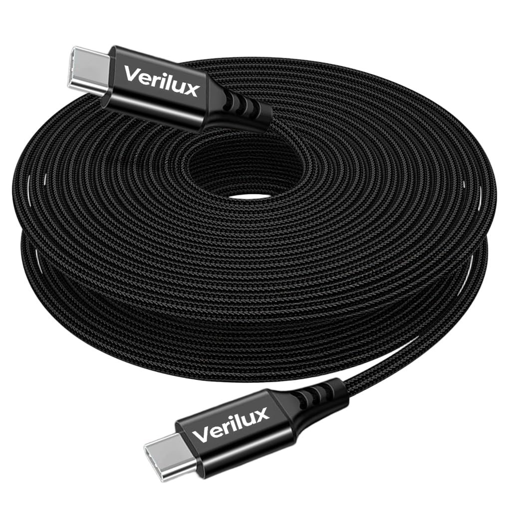 Verilux® PD 60W Type C to Type C Cable Fast Charging 5M/16.4FT, 480Mbps Data Cable C Type Fast Charging Nylon Braided C Type Charger Cable for iPhone 17/17 Pro/17 Pro Max/16/15, Galaxy S25/S24/S23-image-44