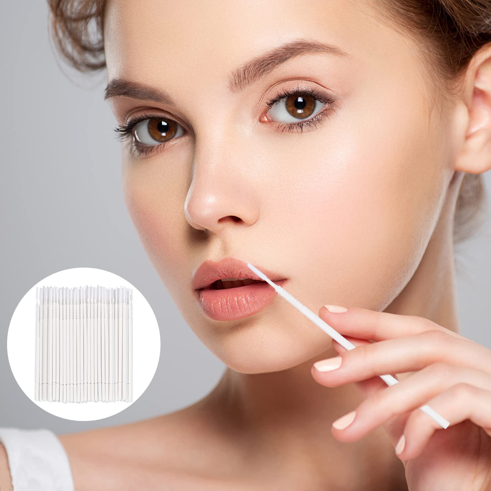 Cepillo de Extensión de Pestañas, Micro Aplicador Mascara, 100 Piezas Herramienta de Injerto (Blanco)
