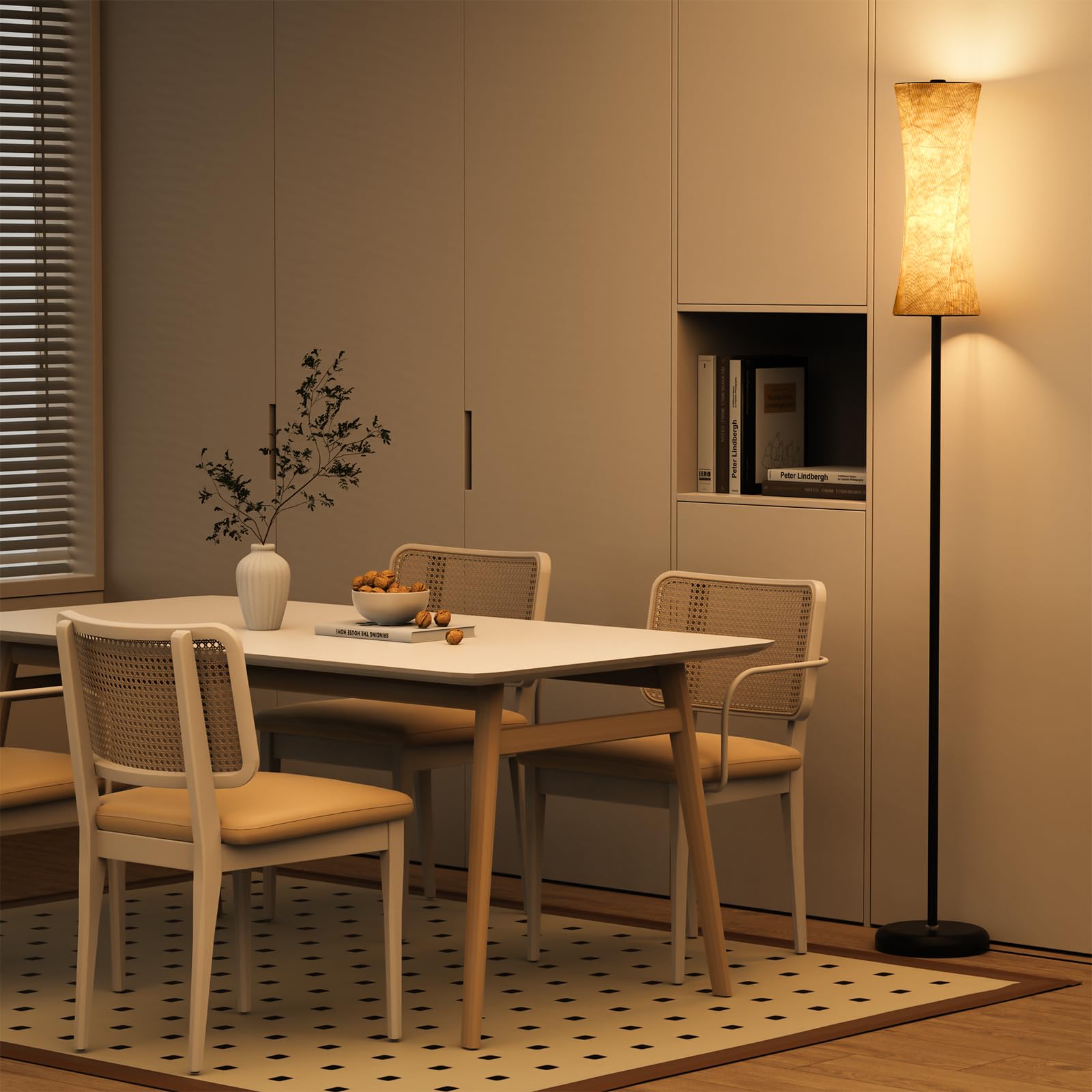 Amedelne RGBW - Lámpara de pie moderna inteligente de 12 W con mando a distancia, de tela, luz ambiental para fiestas, sala de juegos, cámara de círculo, RGBW