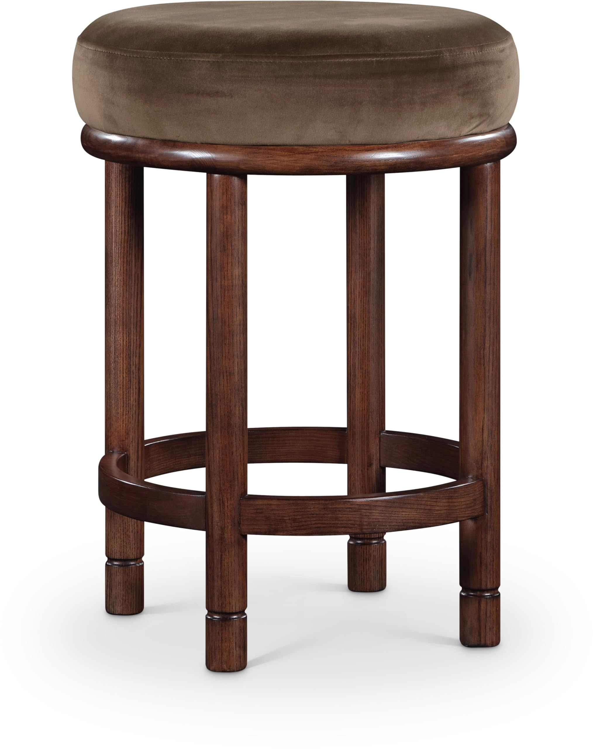 Meridian Furniture 978Brown-C Monette Collection Art Deco Counter Stool with Ultra Luxe Velvet, Rich Walnut Brown Solid Ash Wood Legs, 460 GSM Velvet,